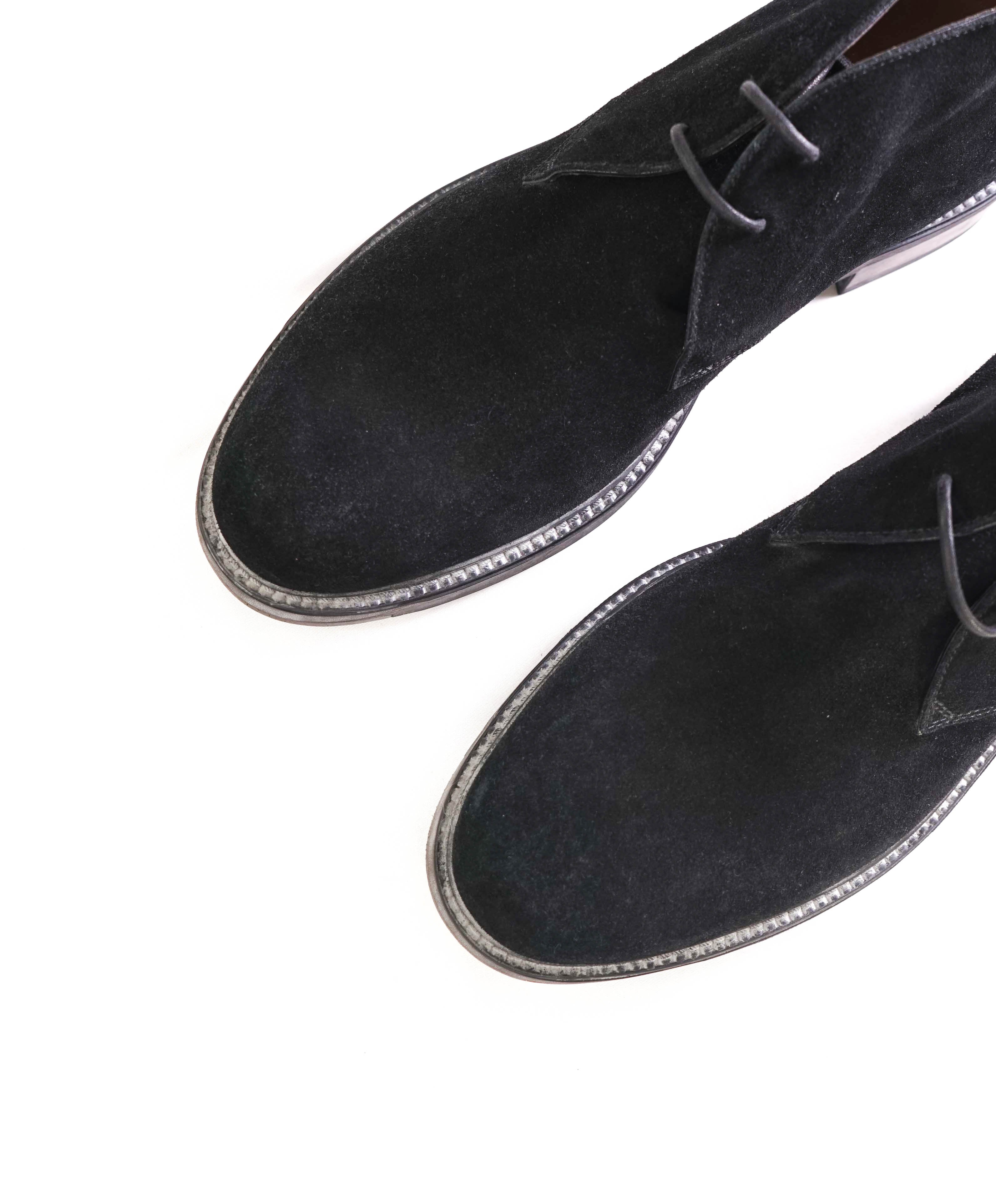 SANTONI - "GOODYEAR WELT” Black Suede Weathered Chukka Boot  - 10US (9 Santoni)