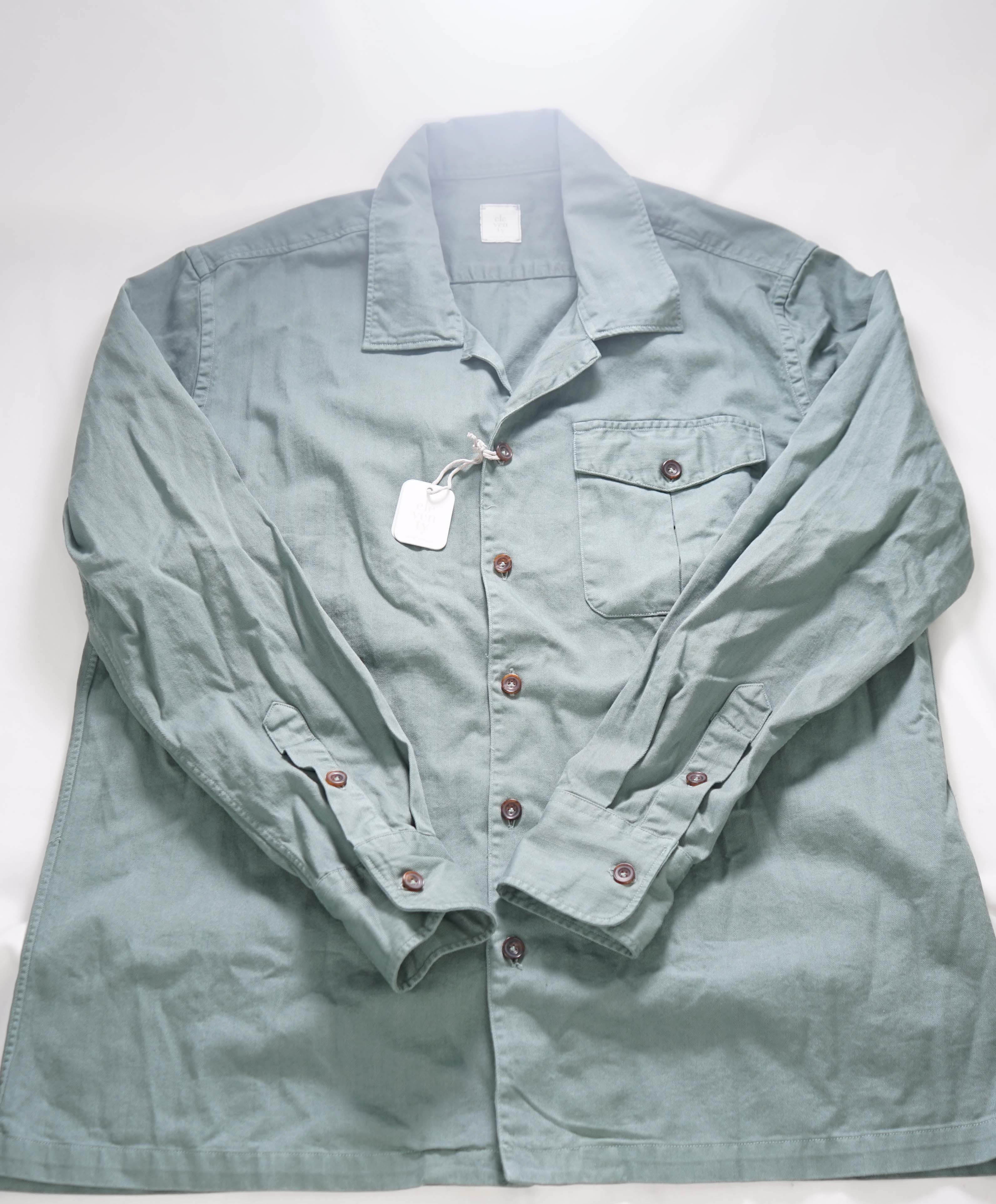 $595 ELEVENTY PLATINUM - Cotton Mint Green Herringbone Shirt Jacket Coat - M