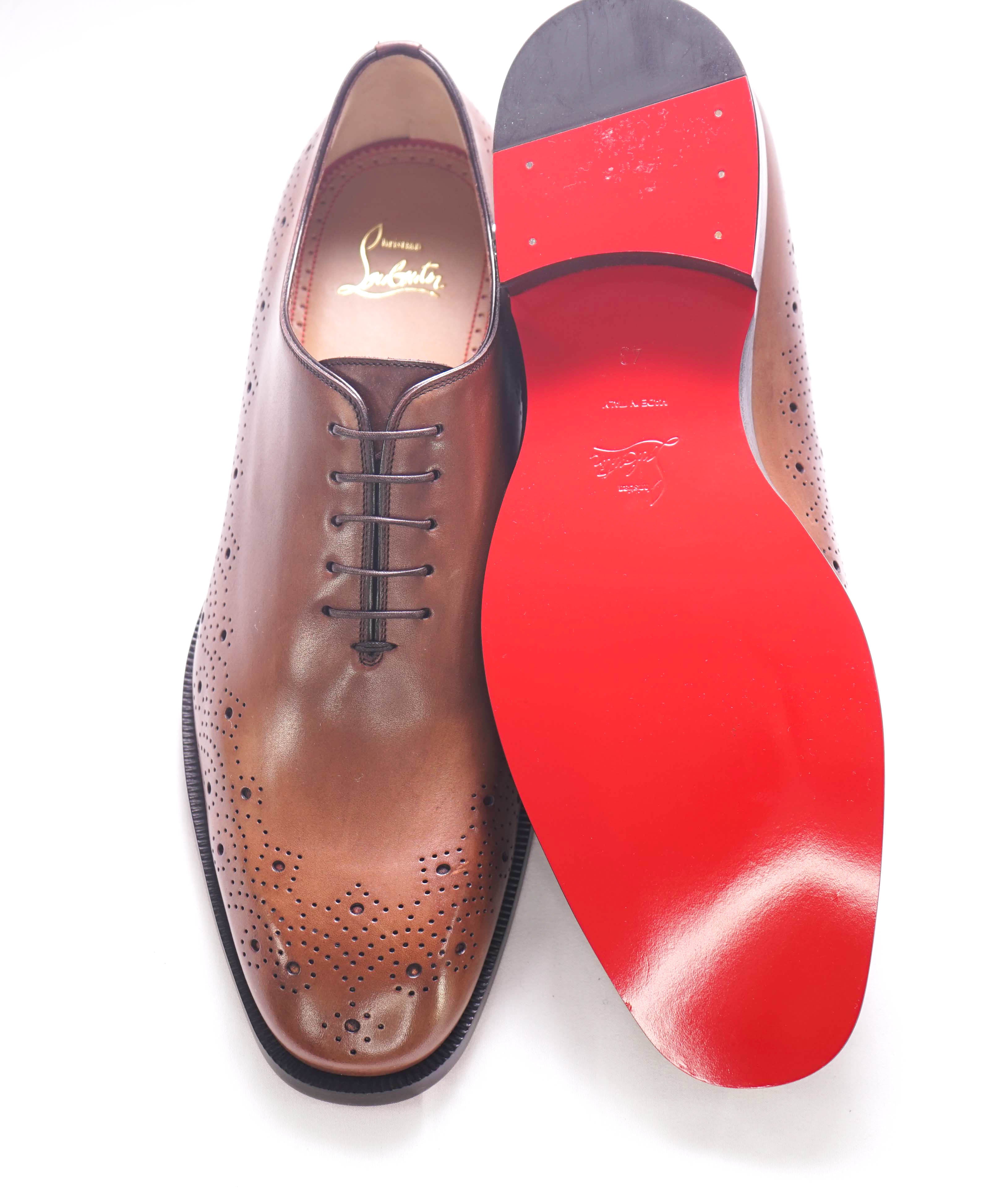 $1,200 CHRISTIAN LOUBOUTIN - *CORTEOBELLO* Brown Brogue Oxfords - 10 US (43 EU)