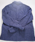 $495 ELEVENTY - Navy PURE LINEN Camp Collar Button Shirt - M