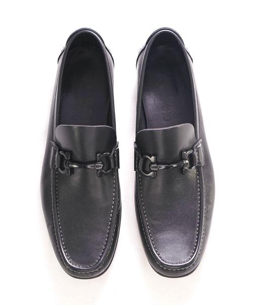 $700 SALVATORE FERRAGAMO - "GIORDANO" Black Leather Loafer- 8.5 D