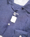 $495 ELEVENTY - Navy PURE LINEN Camp Collar Button Shirt - M