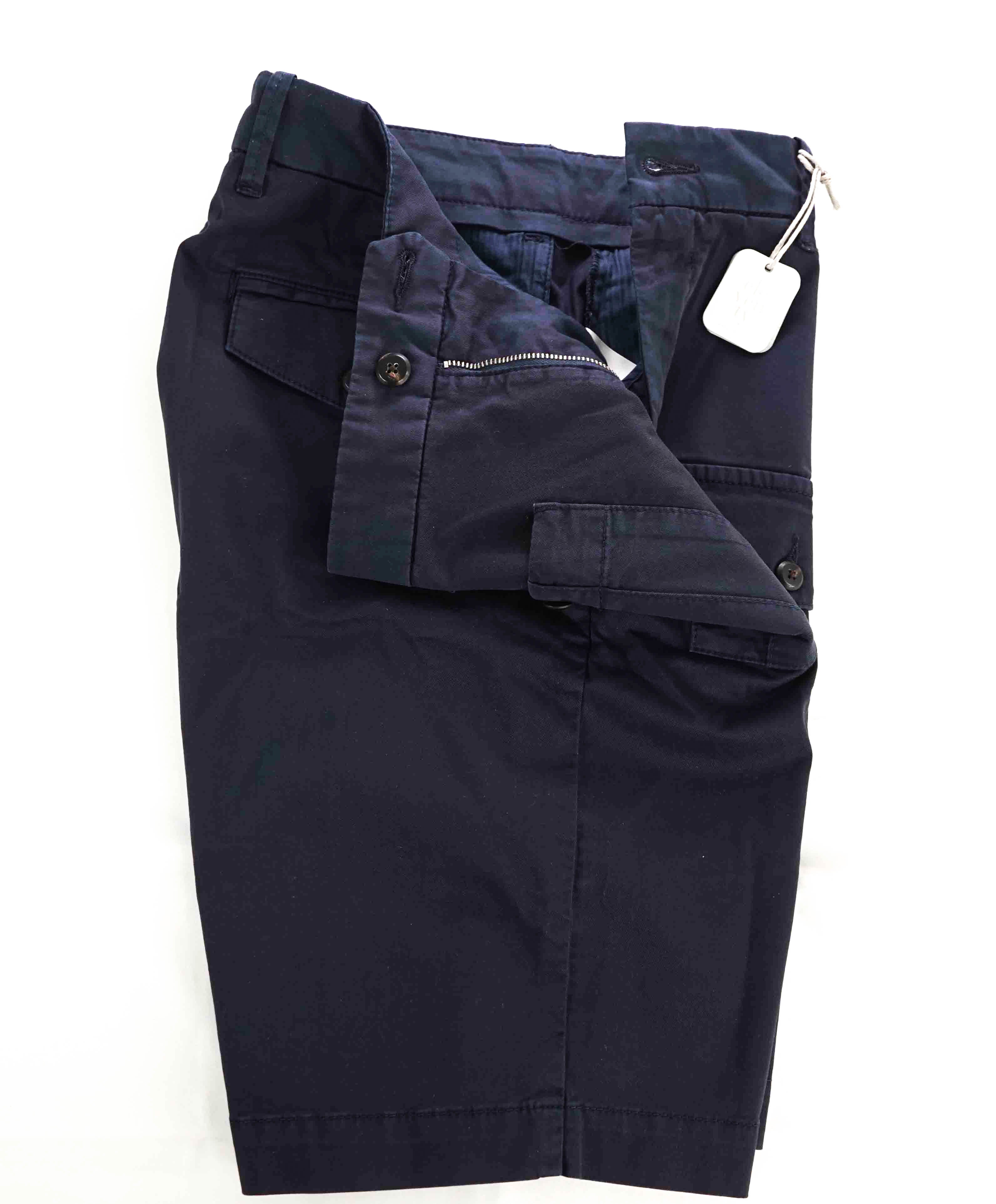 $275 ELEVENTY - COTTON BERMUDA Navy Blue Cargo Chino Shorts Pants  - 33W