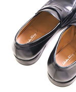 SALVATORE FERRAGAMO - "TRAMEZZA" Black Classic Penny Loafers Round Toe - 8.5 EE