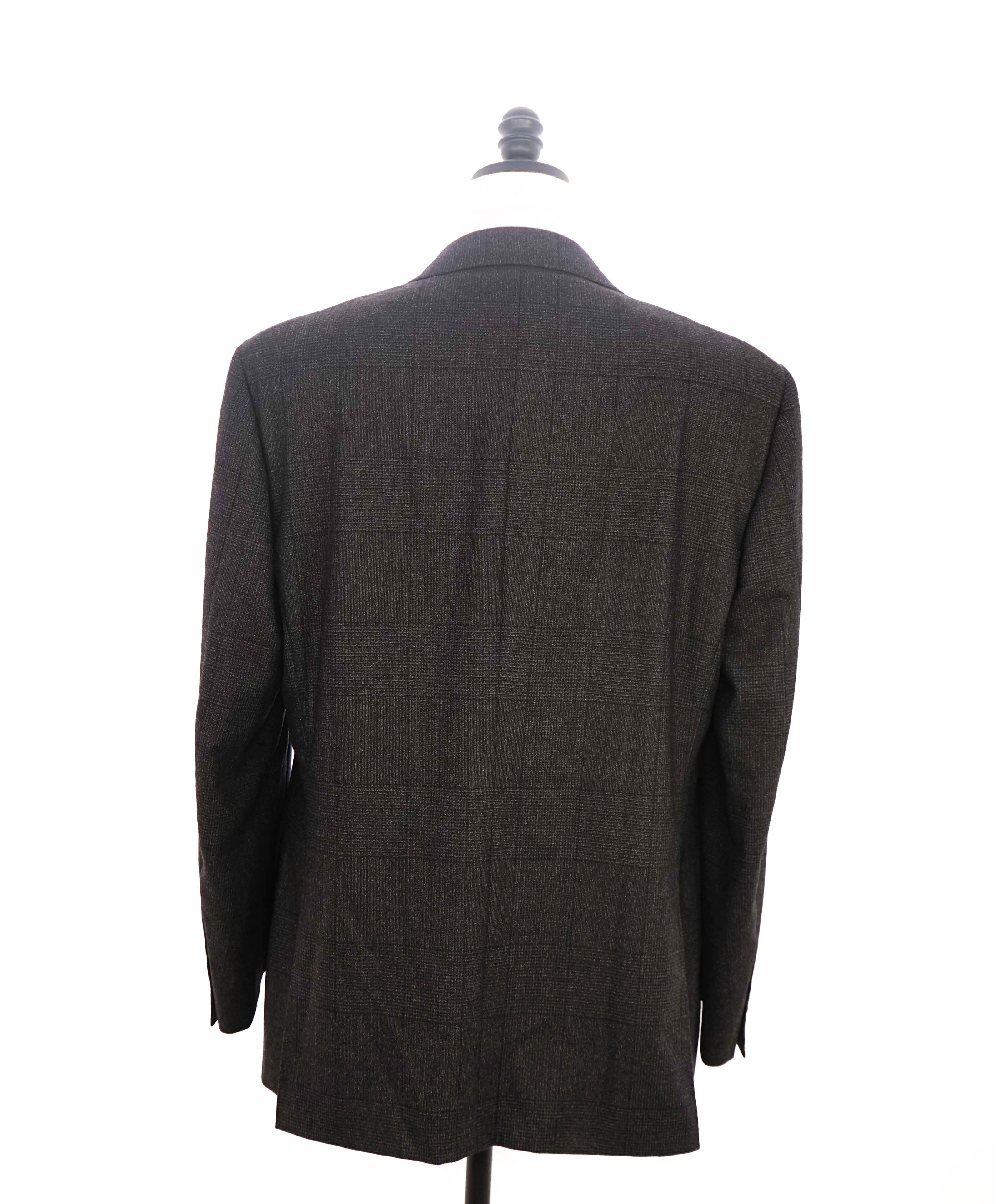 $2,000 CANALI - Charcoal Prince of Wales Check Notch Lapel Suit - 46R