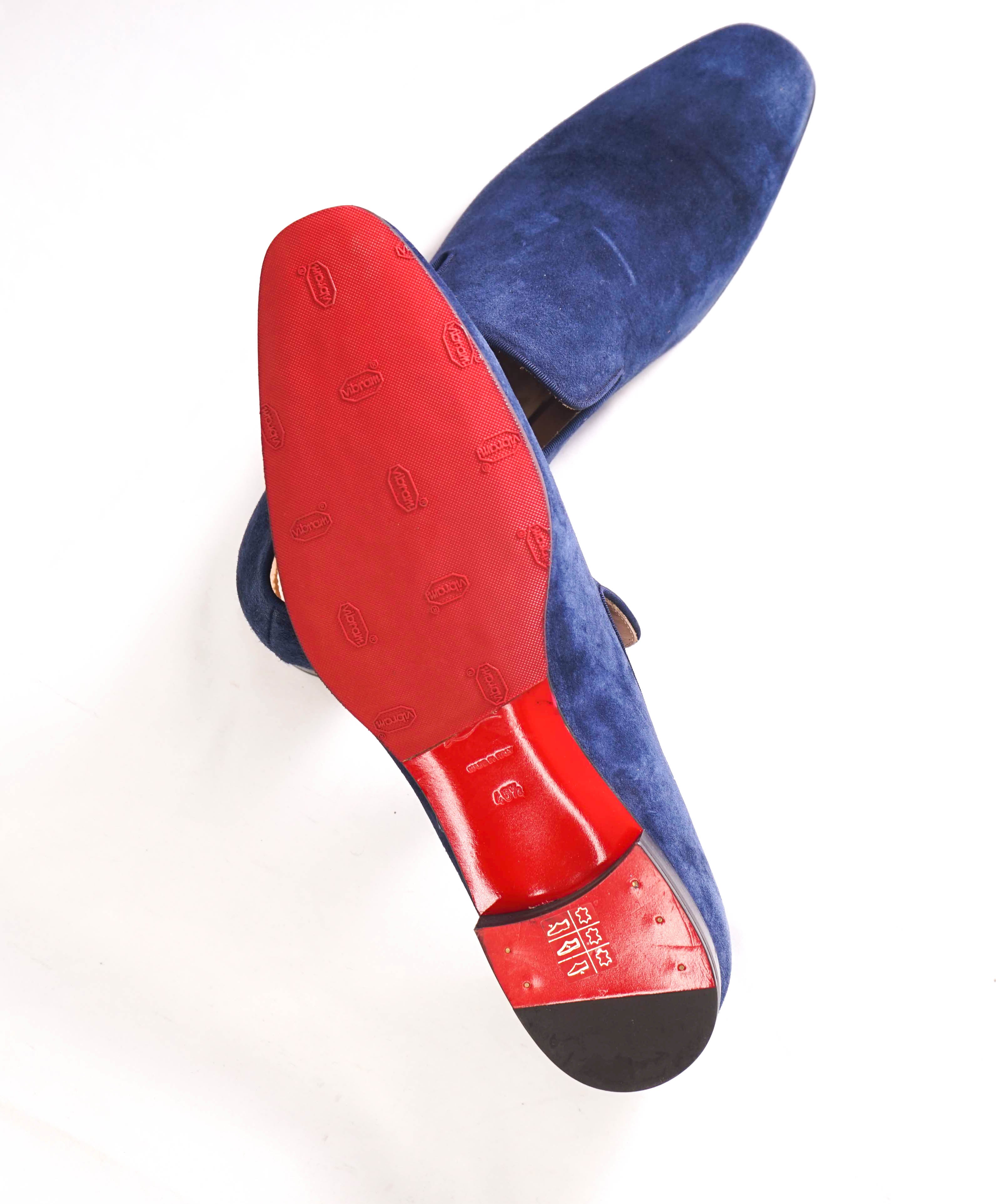 $1,050 CHRISTIAN LOUBOUTIN - * Dandelion* Blue Suede Loafers - 13.5 US (46.5)