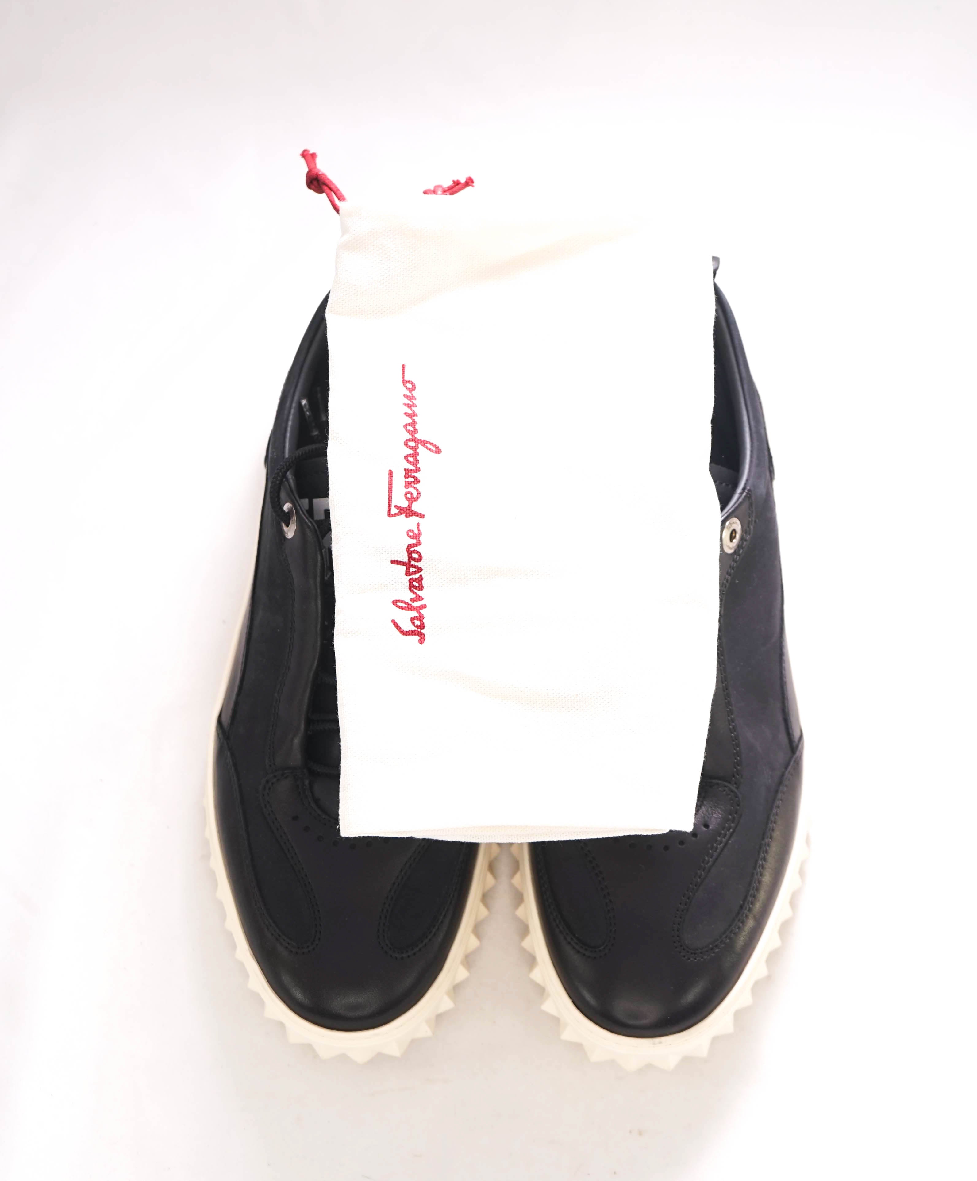 $780 SALVATORE FERRAGAMO - Aaron Black / White Sneakers - 6 M US