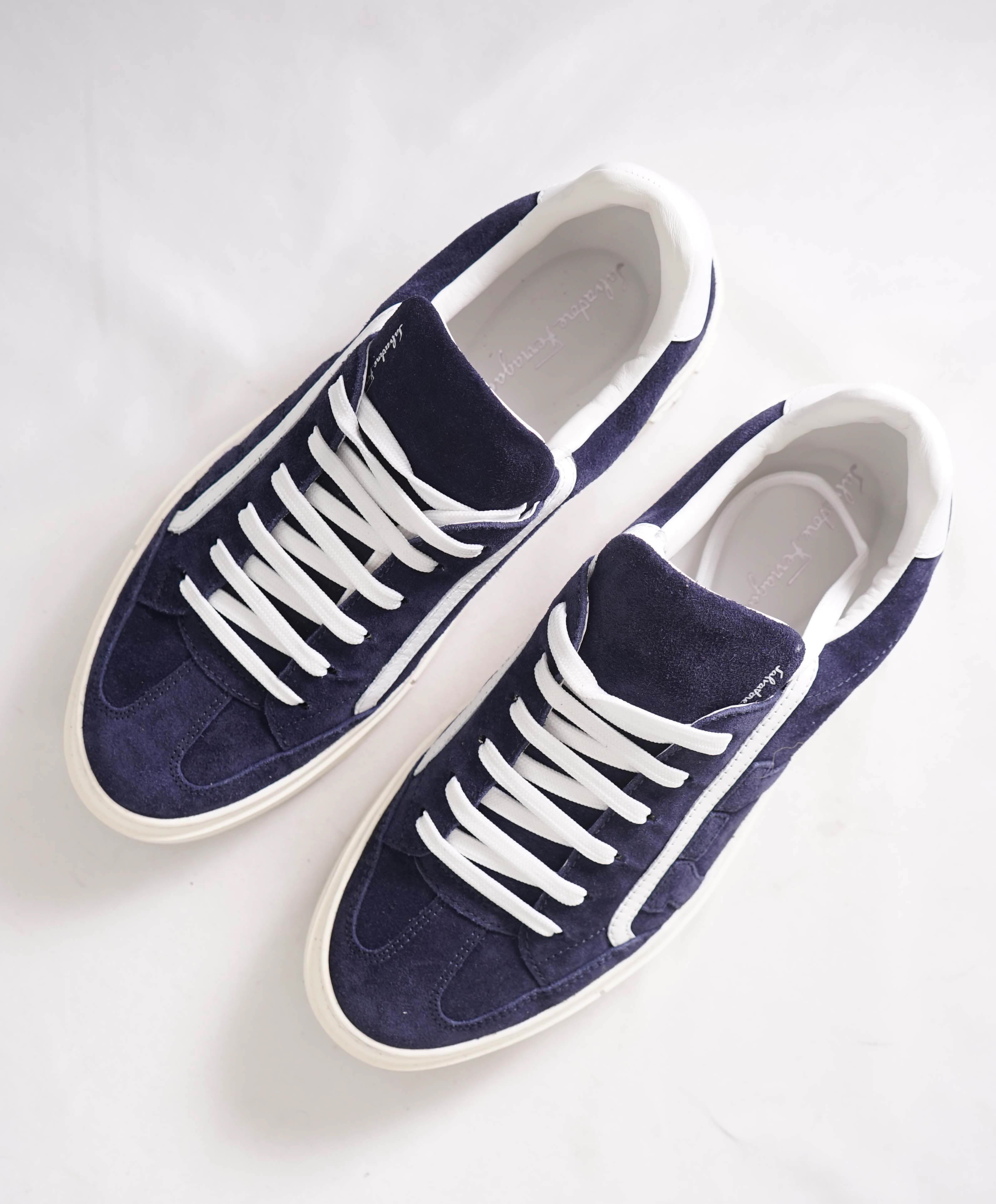 $750 SALVATORE FERRAGAMO - *BORG 5* Blue Suede Gancini Sneaker - 6 M US