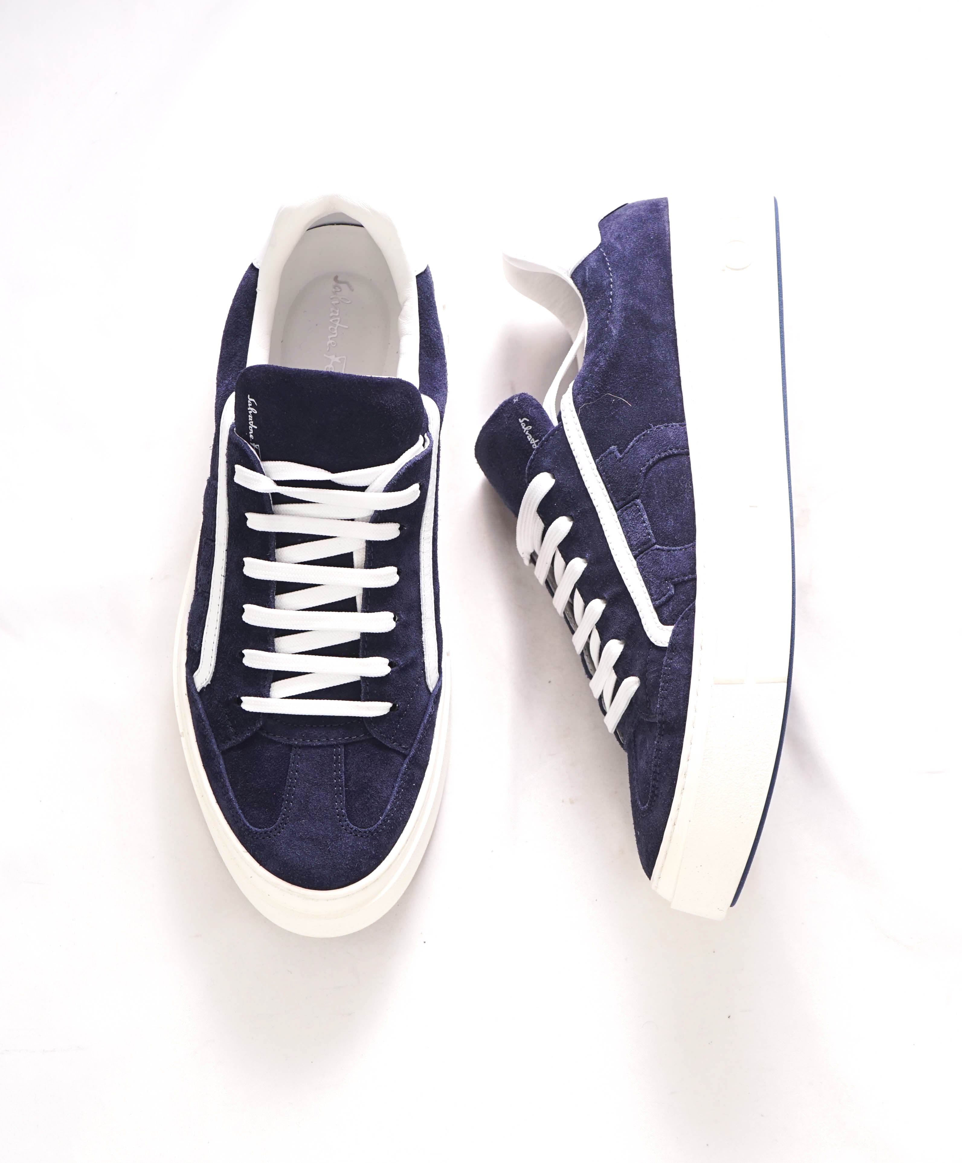 $750 SALVATORE FERRAGAMO - *BORG 5* Blue Suede Gancini Sneaker - 6 M US