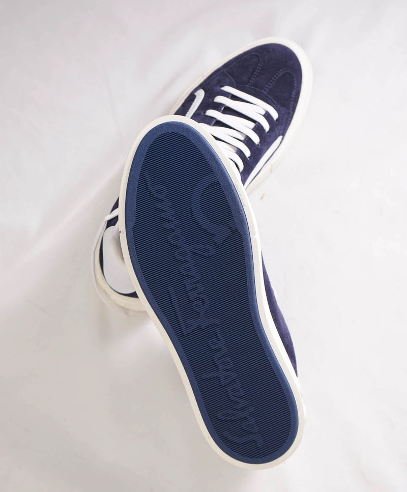 $750 SALVATORE FERRAGAMO - *BORG 5* Blue Suede Gancini Sneaker - 6 M US