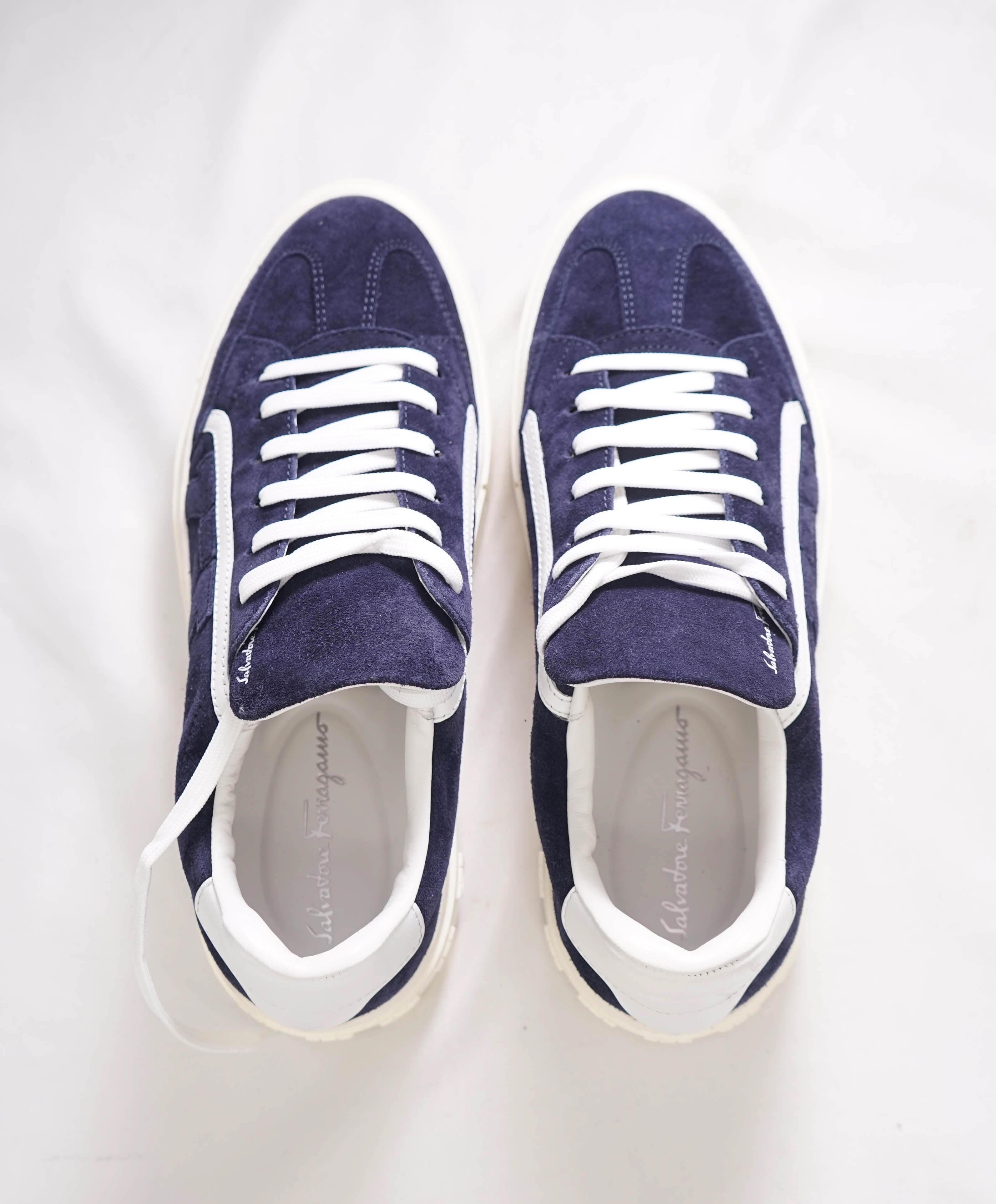 $750 SALVATORE FERRAGAMO - *BORG 5* Blue Suede Gancini Sneaker - 6 M US