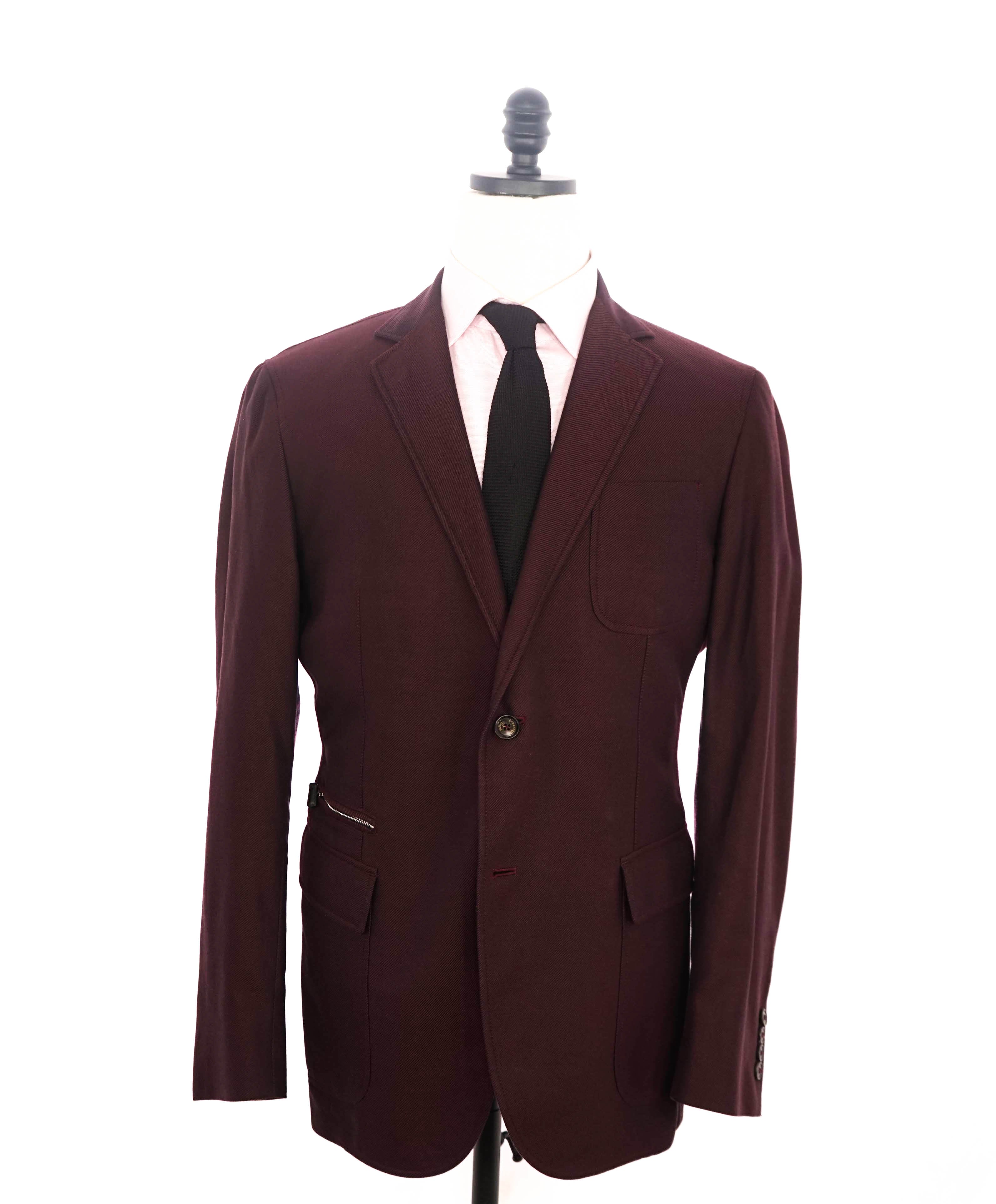 $2,490 ERMENEGILDO ZEGNA - Cotton Twill Burgundy COAT / Blazer - 44R