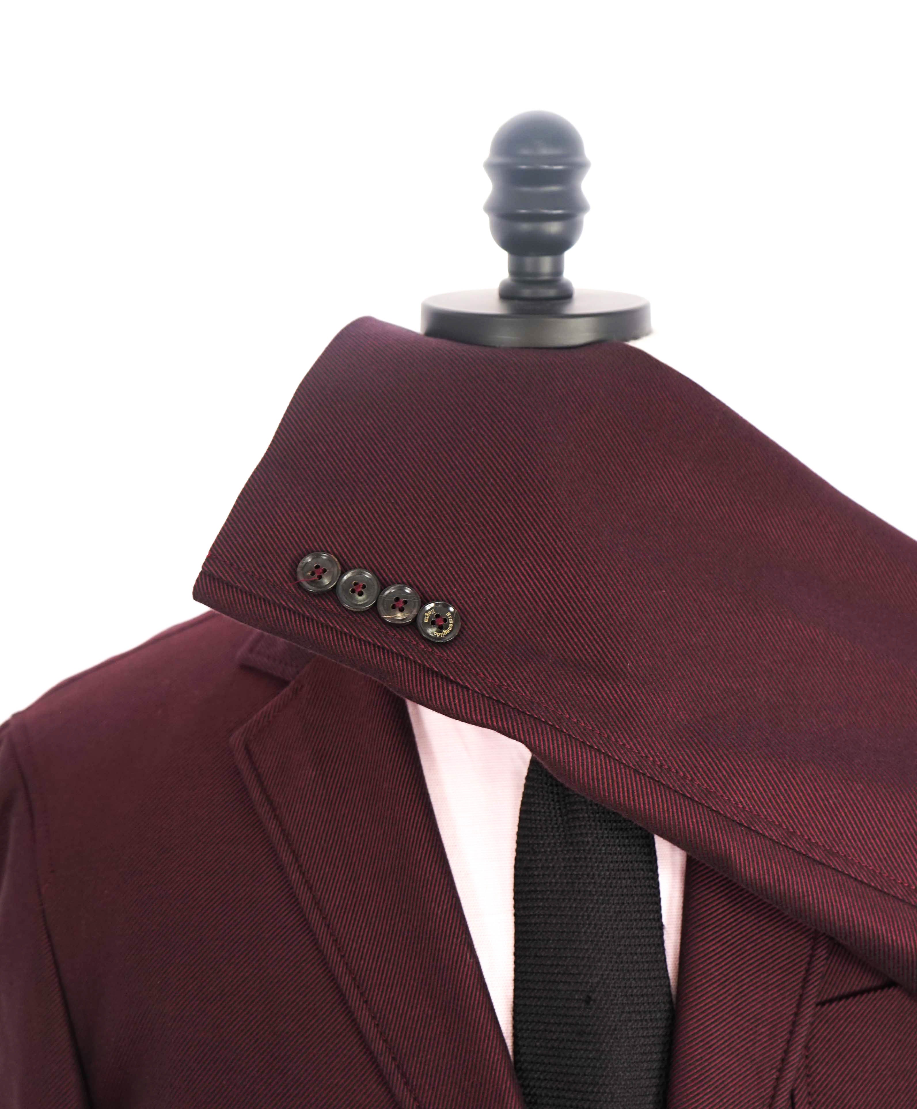 $2,490 ERMENEGILDO ZEGNA - Cotton Twill Burgundy COAT / Blazer - 44R