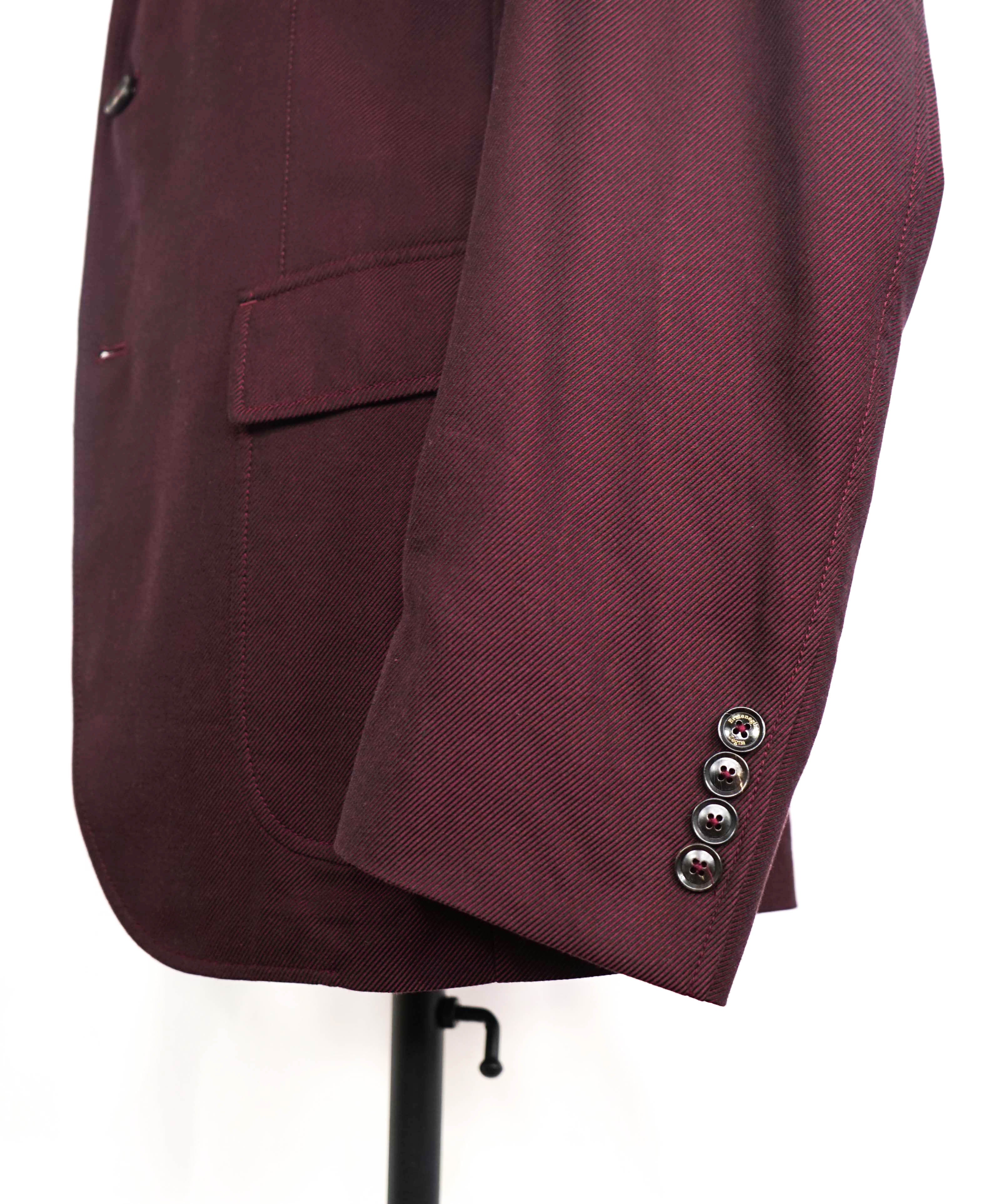 $2,490 ERMENEGILDO ZEGNA - Cotton Twill Burgundy COAT / Blazer - 44R