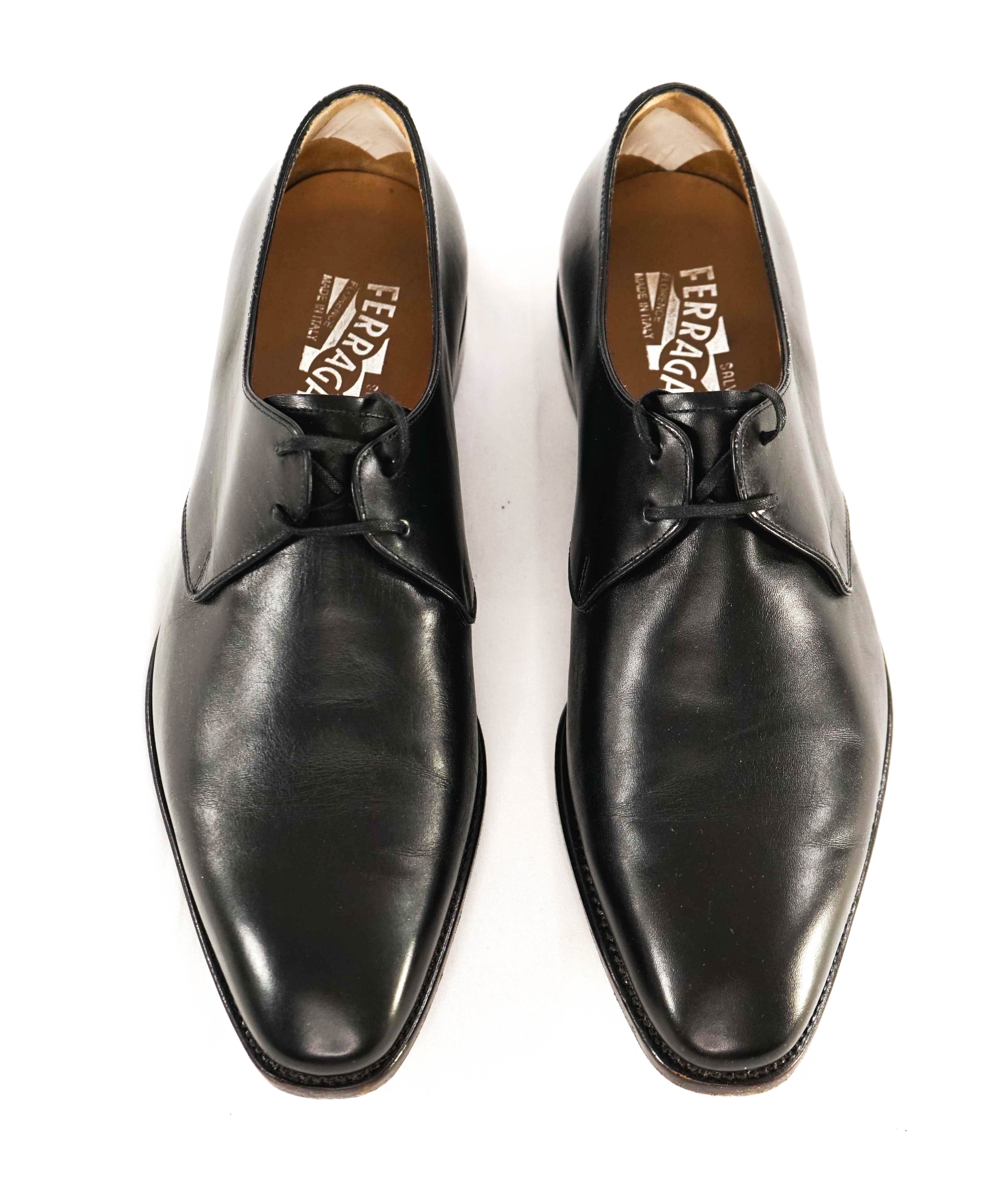 $1,295 SALVATORE FERRAGAMO - "TRAMEZZA NESIO" Black 2-Eylet Oxfords - 7.5 EE