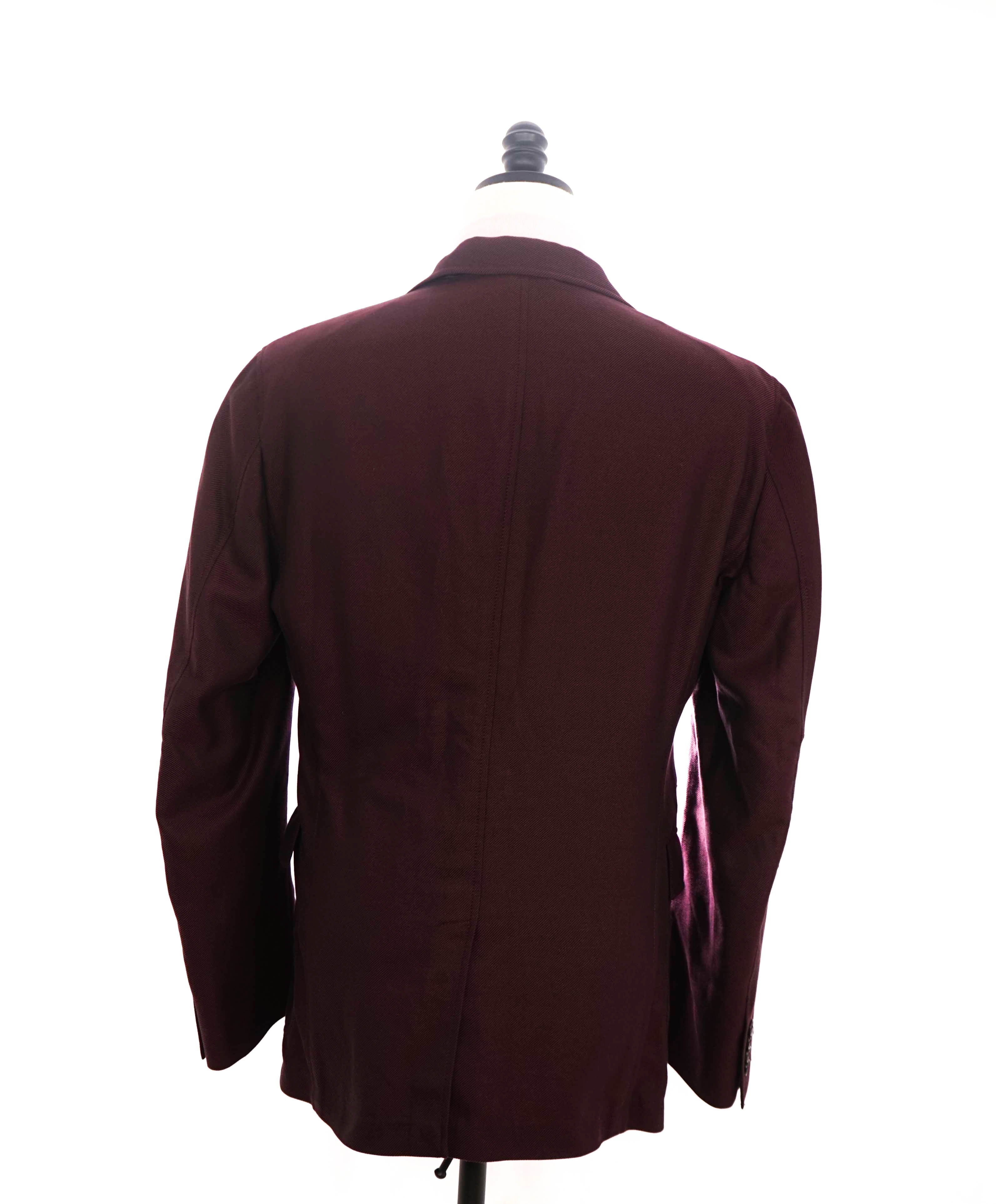 $2,490 ERMENEGILDO ZEGNA - Cotton Twill Burgundy COAT / Blazer - 44R