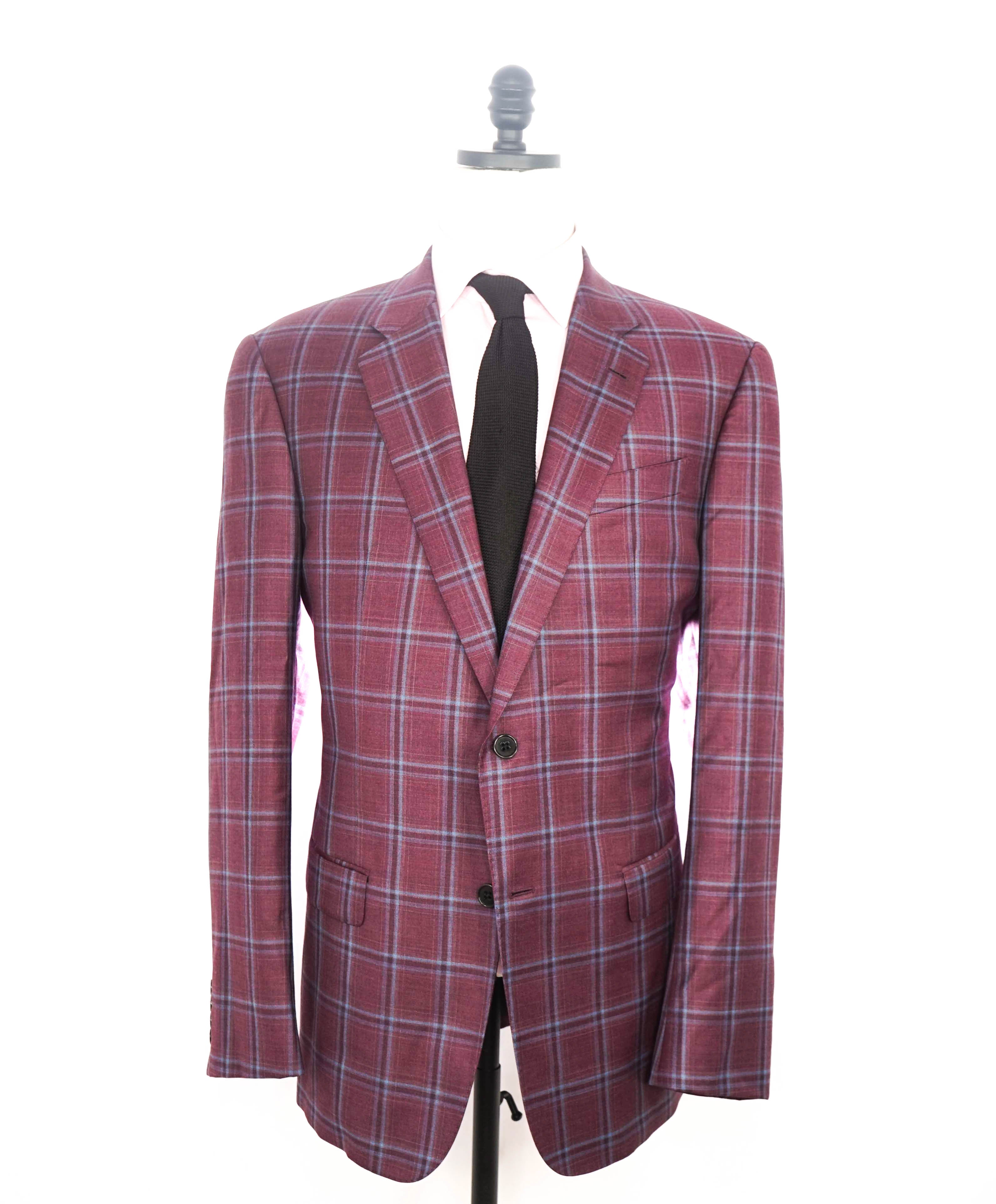 $1,495 ARMANI COLLEZIONI - "G Line" Pink/Blue Check Plaid Blazer- 46L