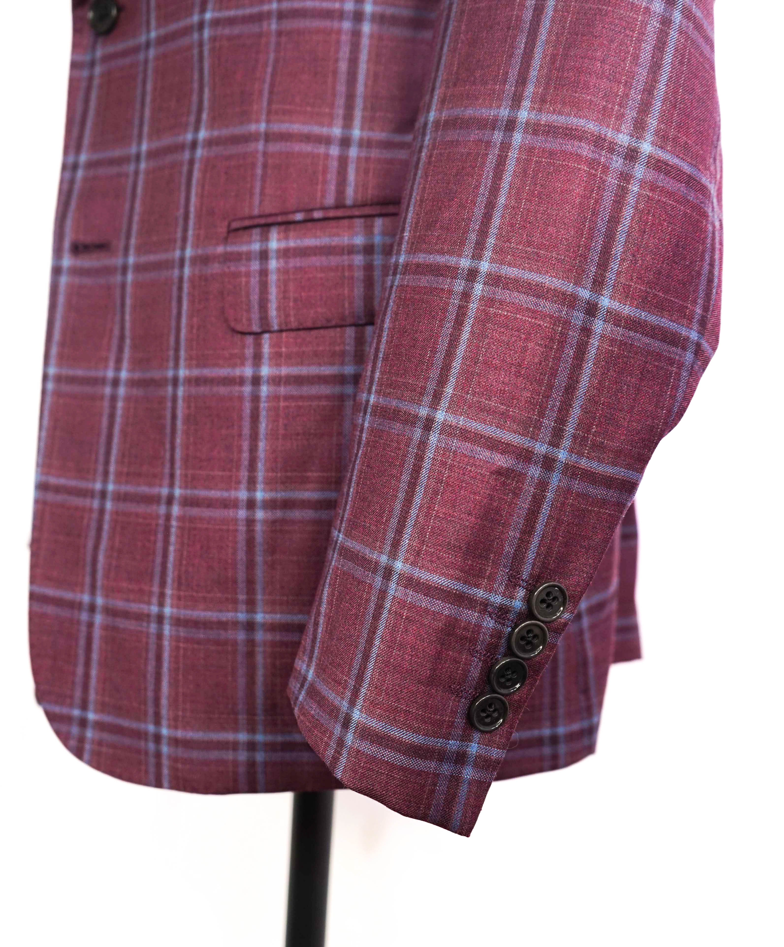 $1,495 ARMANI COLLEZIONI - "G Line" Pink/Blue Check Plaid Blazer- 46L