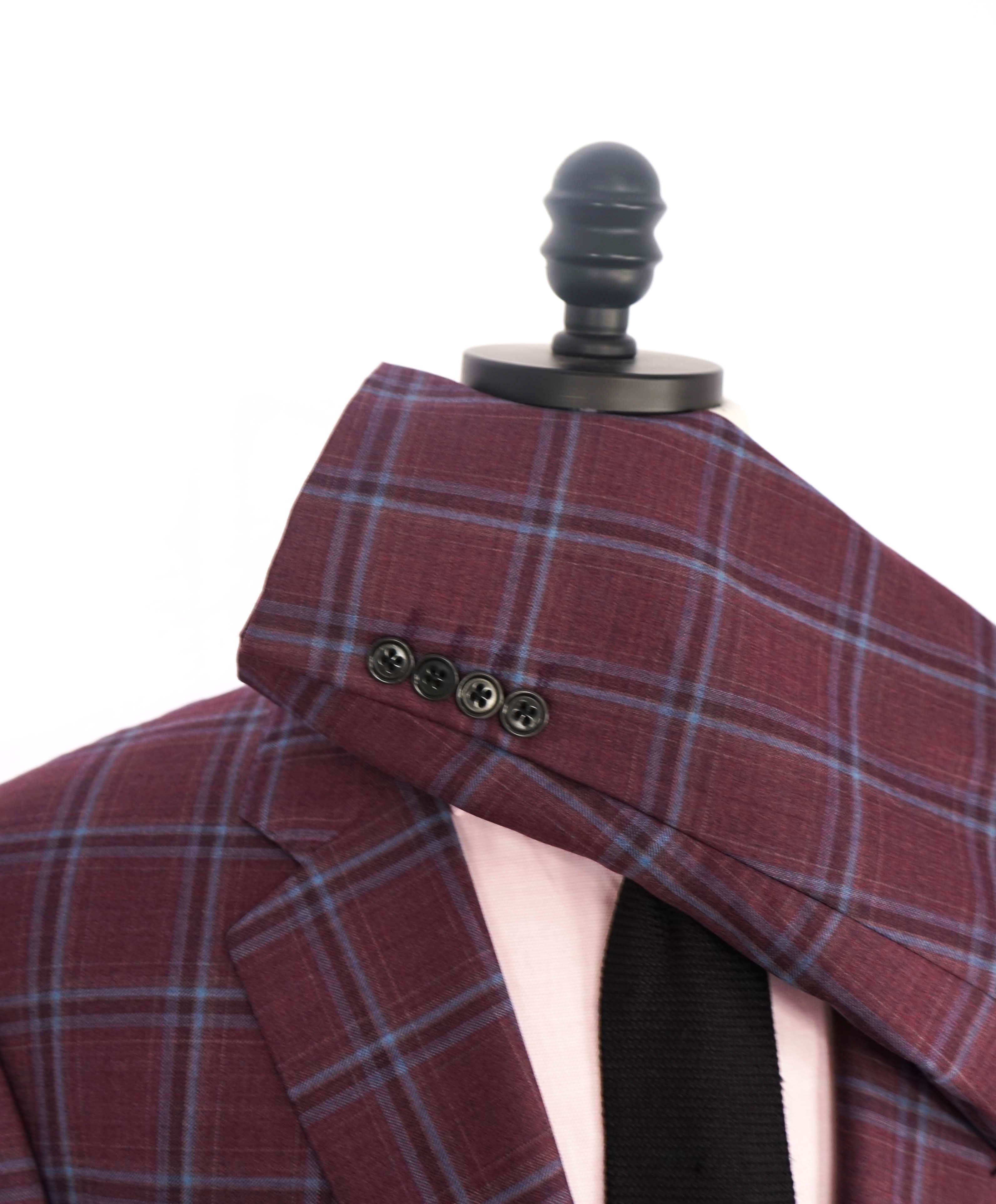 $1,495 ARMANI COLLEZIONI - "G Line" Pink/Blue Check Plaid Blazer- 46L