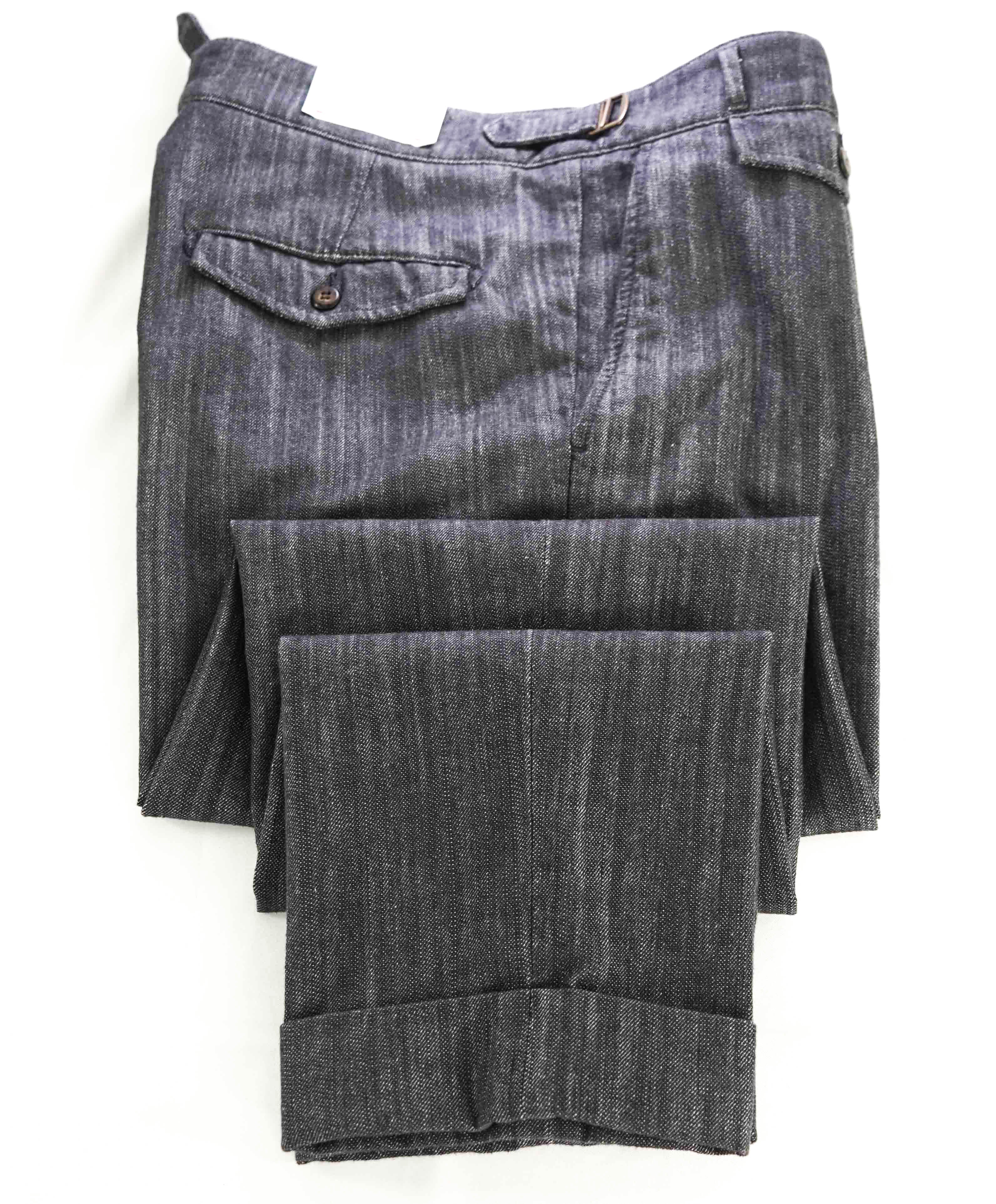 $695 ELEVENTY - DENIM Cotton Elastane Belted Neapolitan Dress Pants- 33W