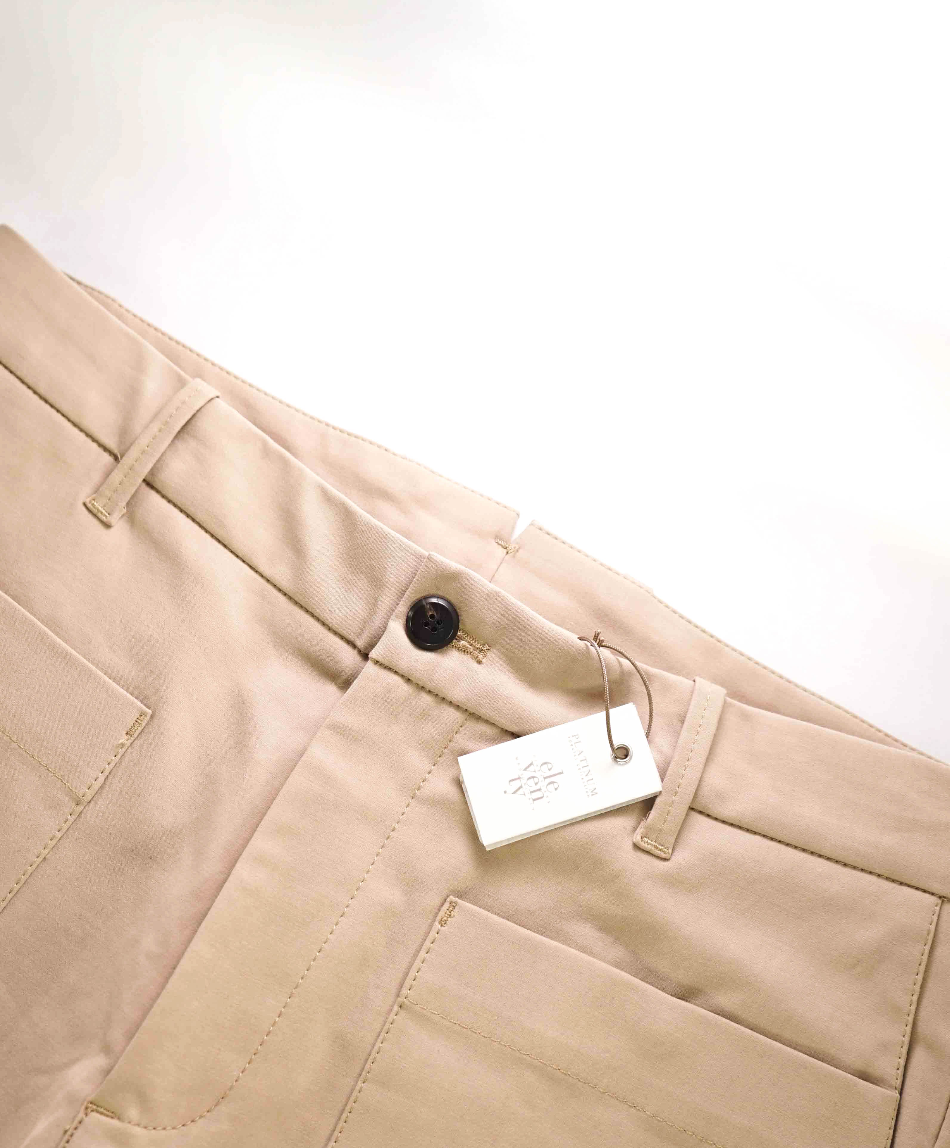 $695 ELEVENTY -Beige CASHMERE/Cotton/Elastane Patch Pocket Chino Pants- 33W