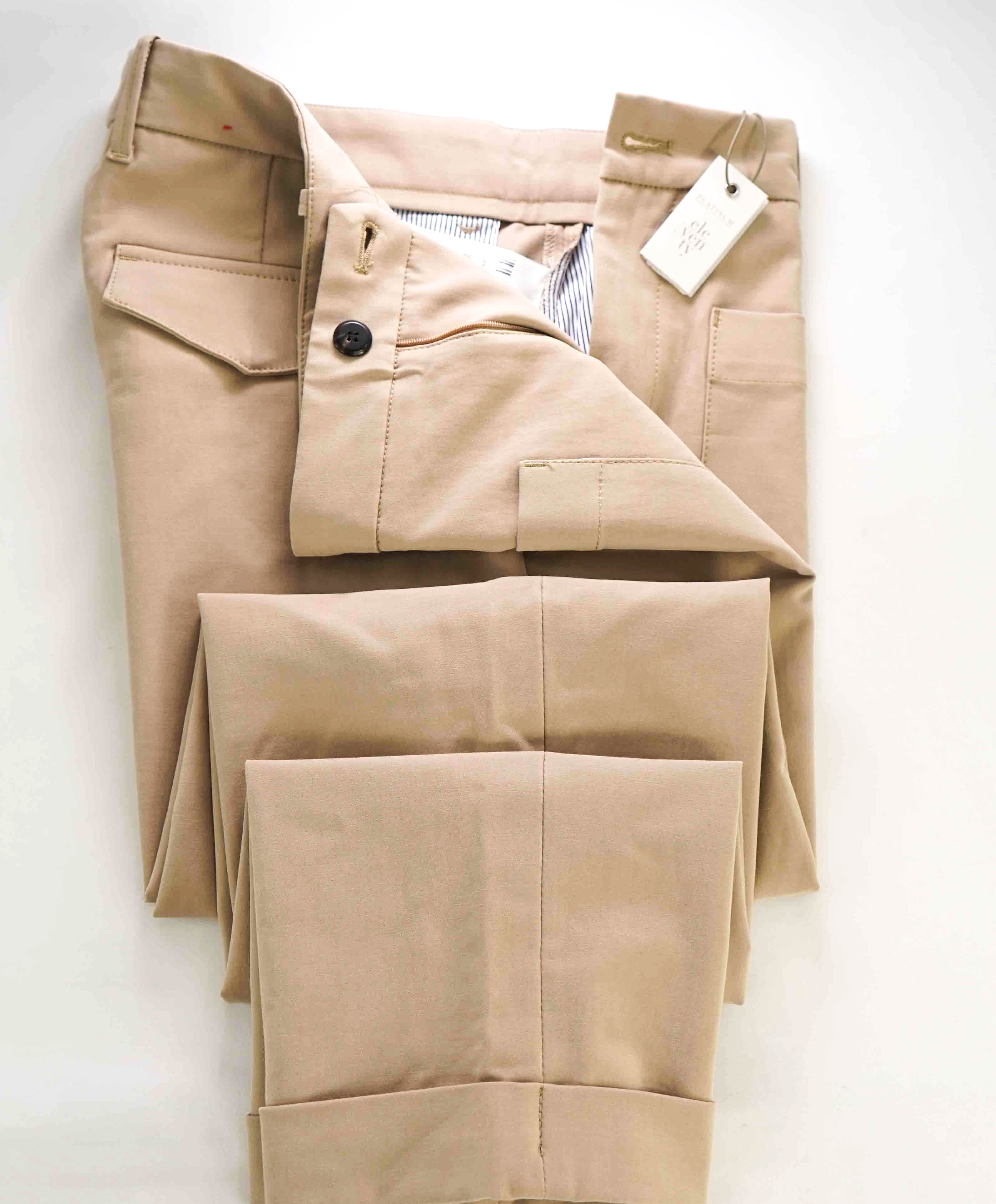 $695 ELEVENTY -Beige CASHMERE/Cotton/Elastane Patch Pocket Chino Pants- 33W