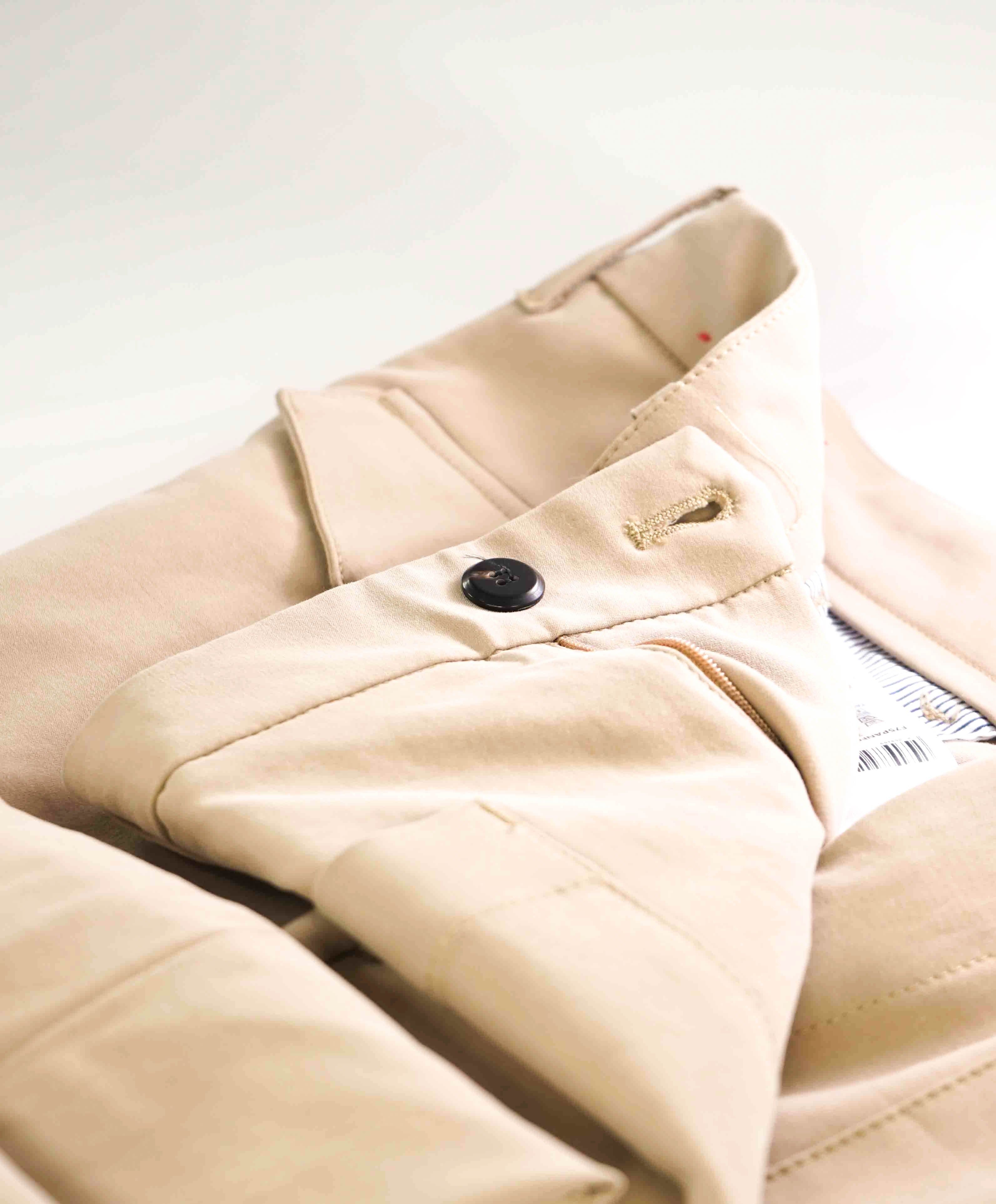 $695 ELEVENTY -Beige CASHMERE/Cotton/Elastane Patch Pocket Chino Pants- 33W