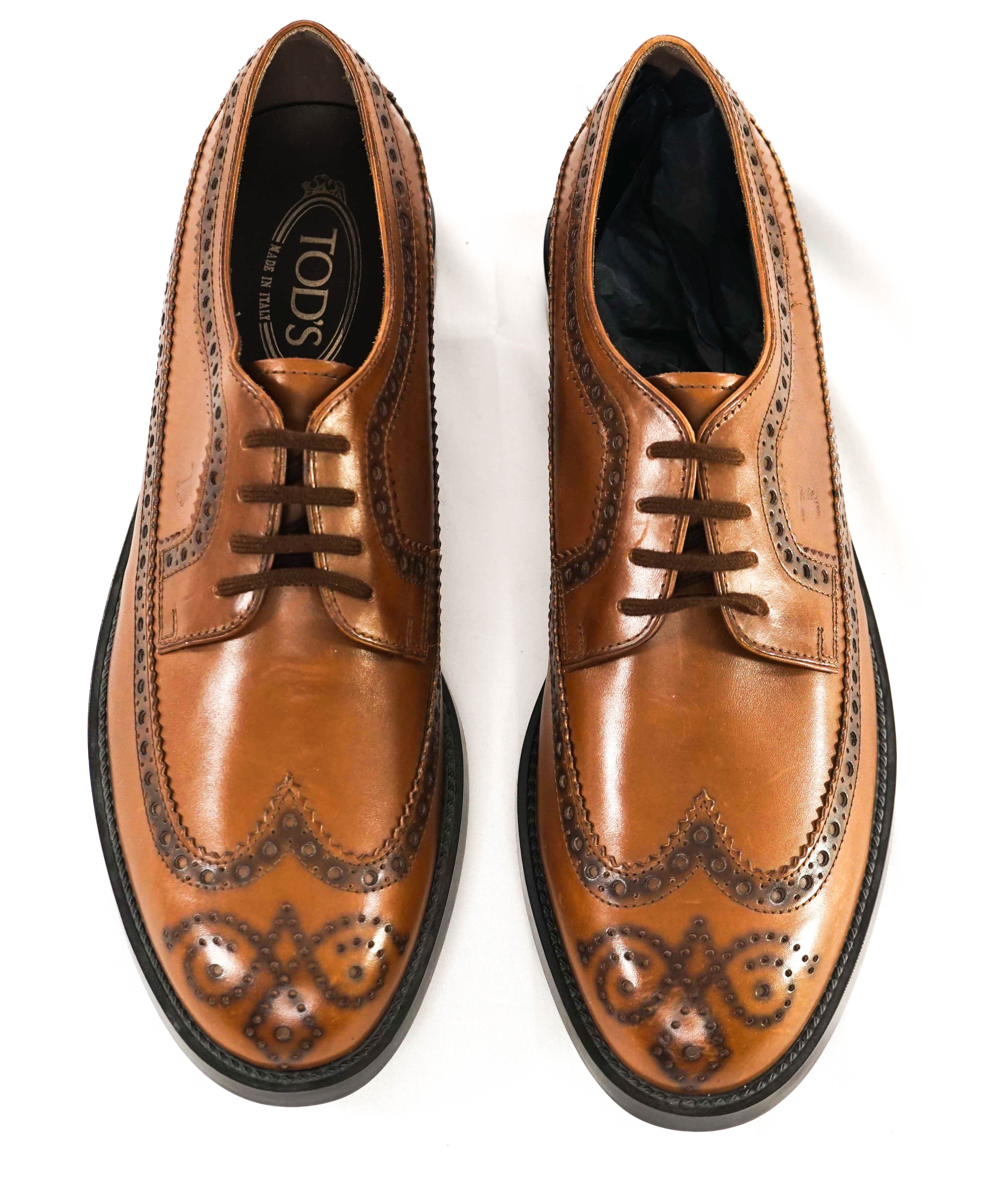 TOD’S - Brown Patina Classic Brogue Lace-Up Oxfords - 10.5 US (9.5 IT)