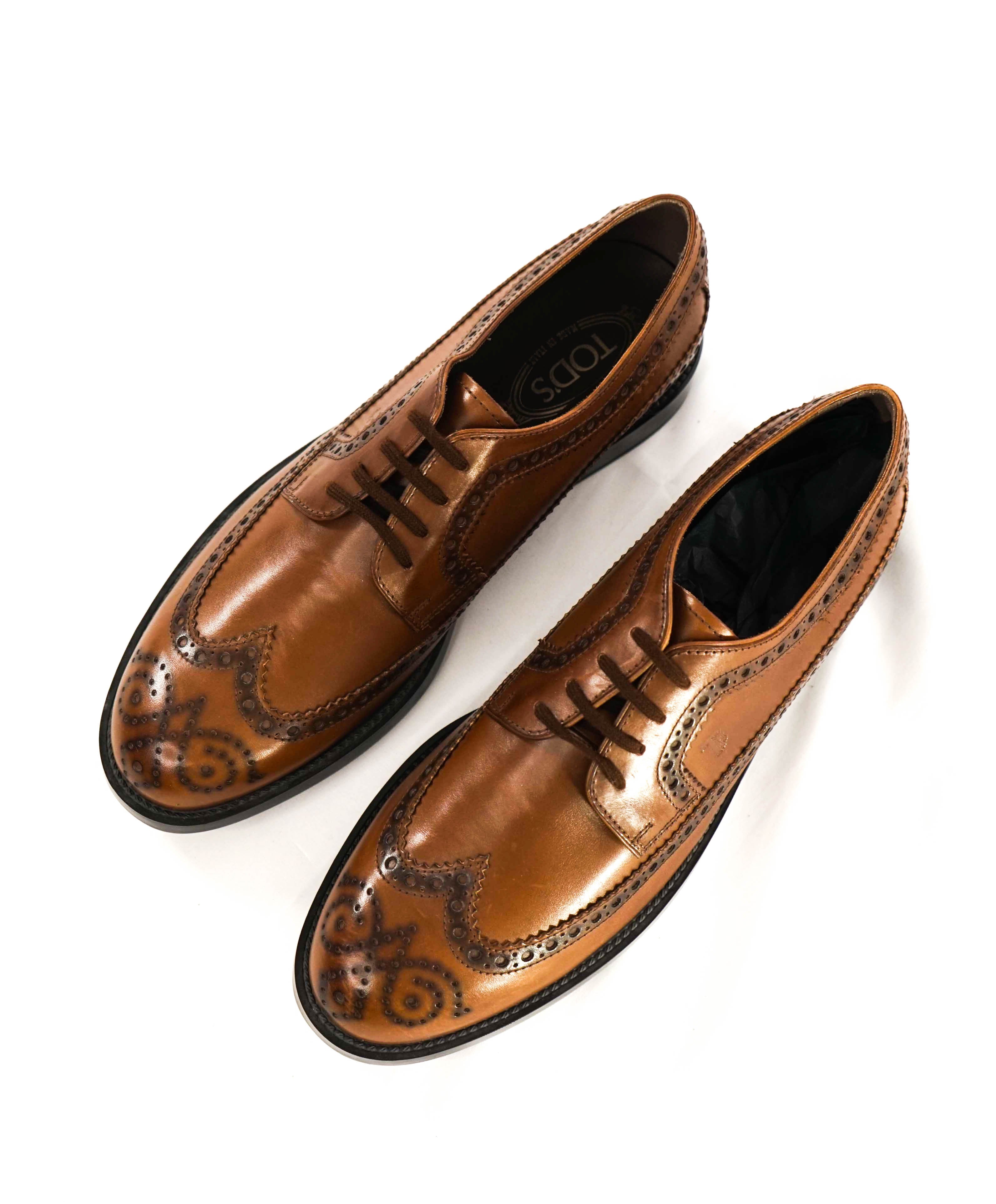 TOD’S - Brown Patina Classic Brogue Lace-Up Oxfords - 10.5 US (9.5 IT)