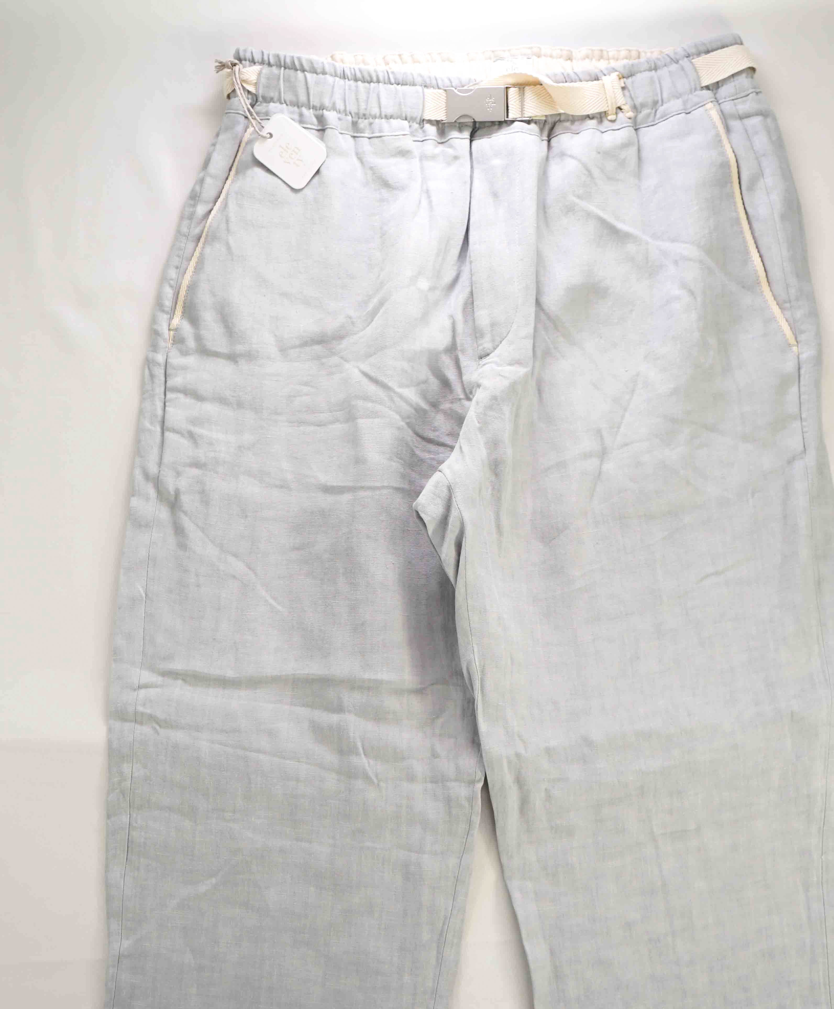 $795 ELEVENTY - Baby Blue LINEN Belted Ivory Tipped Casual Pants - 33W