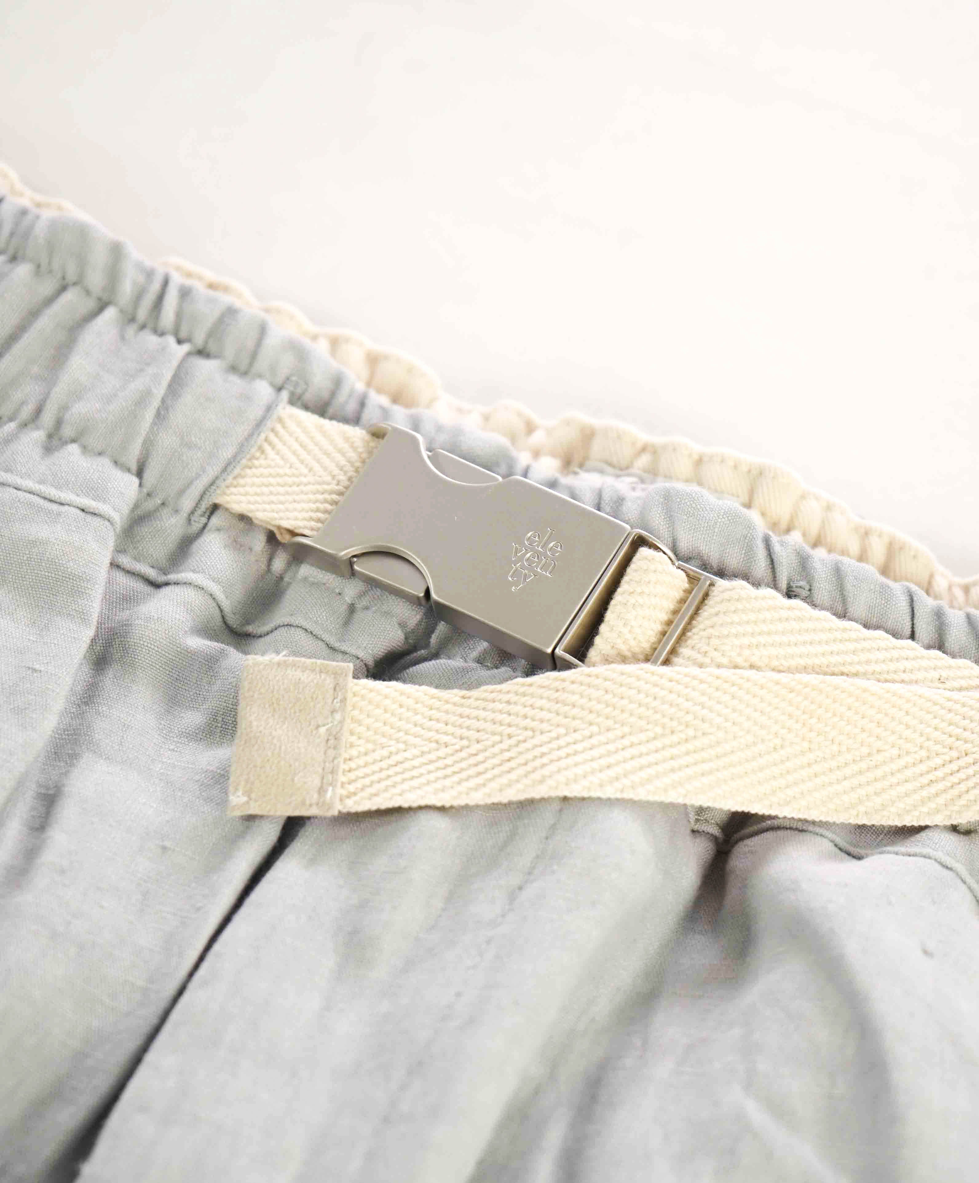 $795 ELEVENTY - Baby Blue LINEN Belted Ivory Tipped Casual Pants - 33W