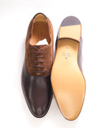 $920 GUCCI - "ADEL" Brown Mixed Leather Suede Logo Heel Oxford - 12US (11.5G)