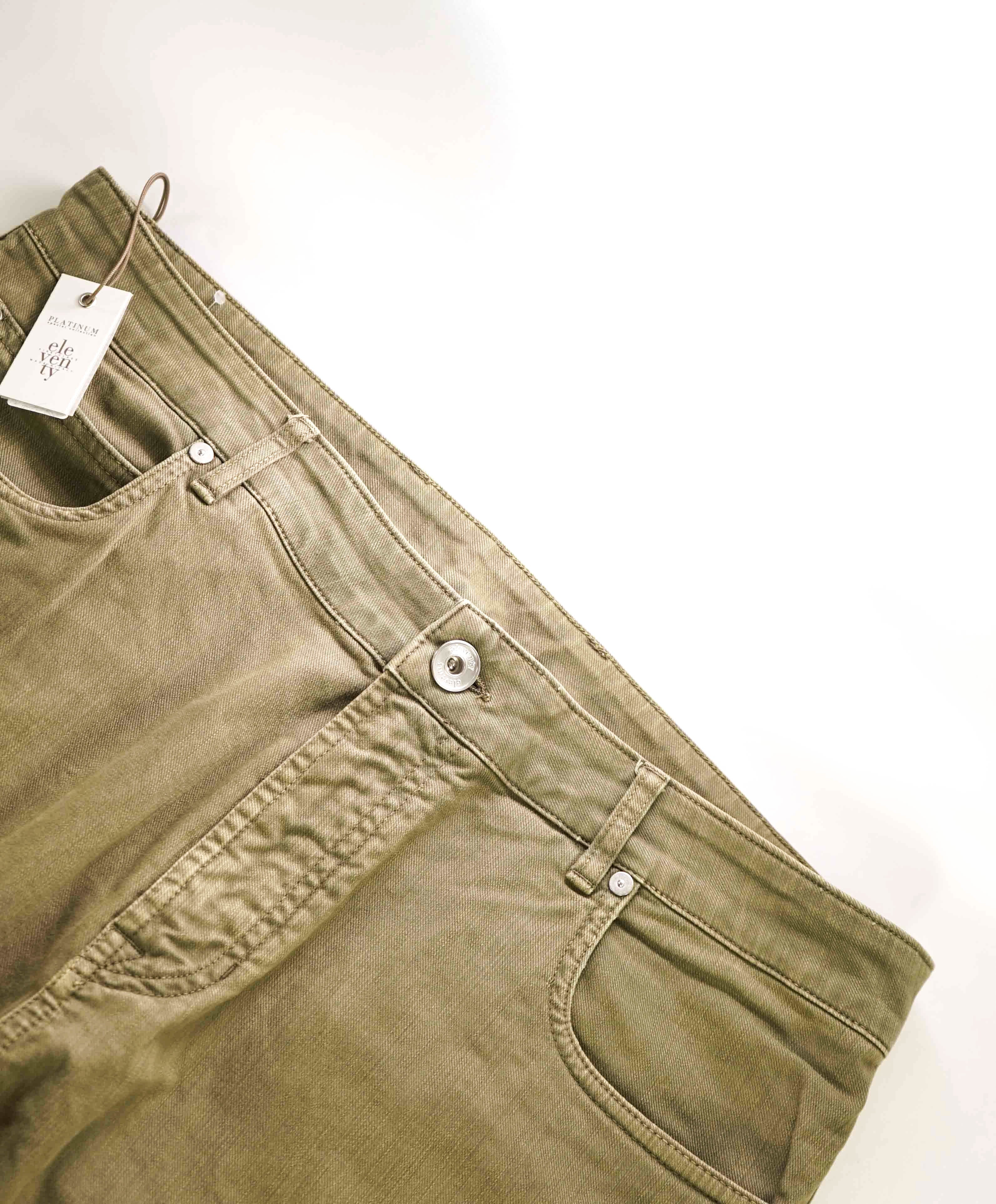 $575 ELEVENTY - GREEN Stretch Cotton Dress/Casual 5-Pocket Jeans Pants- 38W