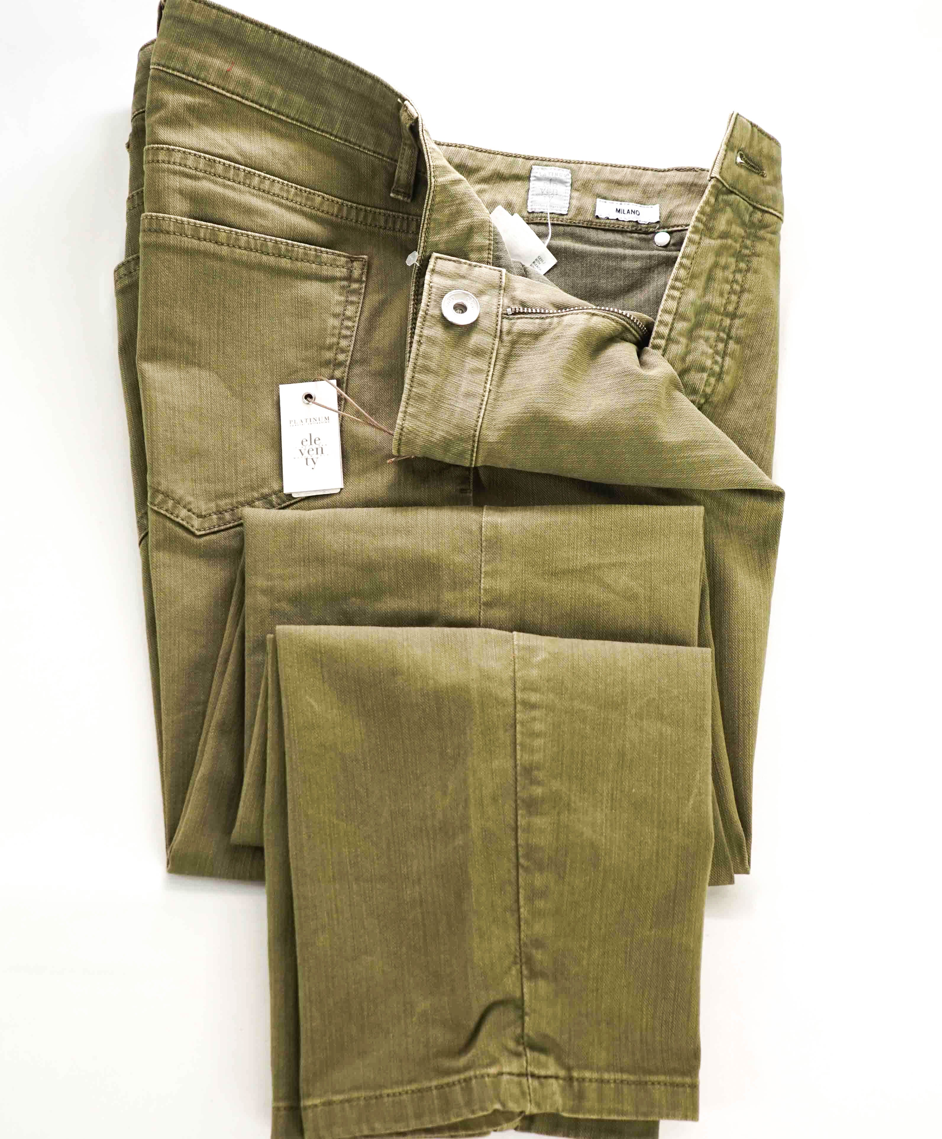 $575 ELEVENTY - GREEN Stretch Cotton Dress/Casual 5-Pocket Jeans Pants- 38W