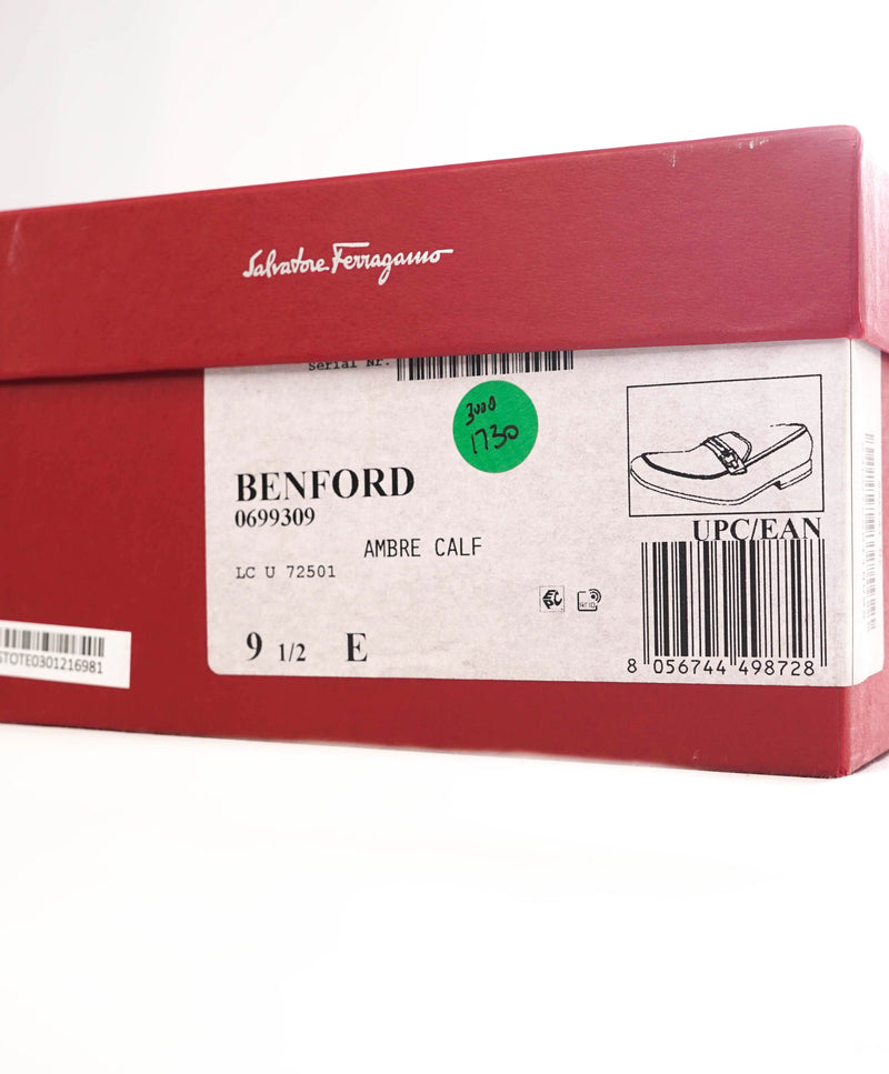 $850 SALVATORE FERRAGAMO - "BENFORD" Black Logo Bit Front Loafer - 9.5 E US