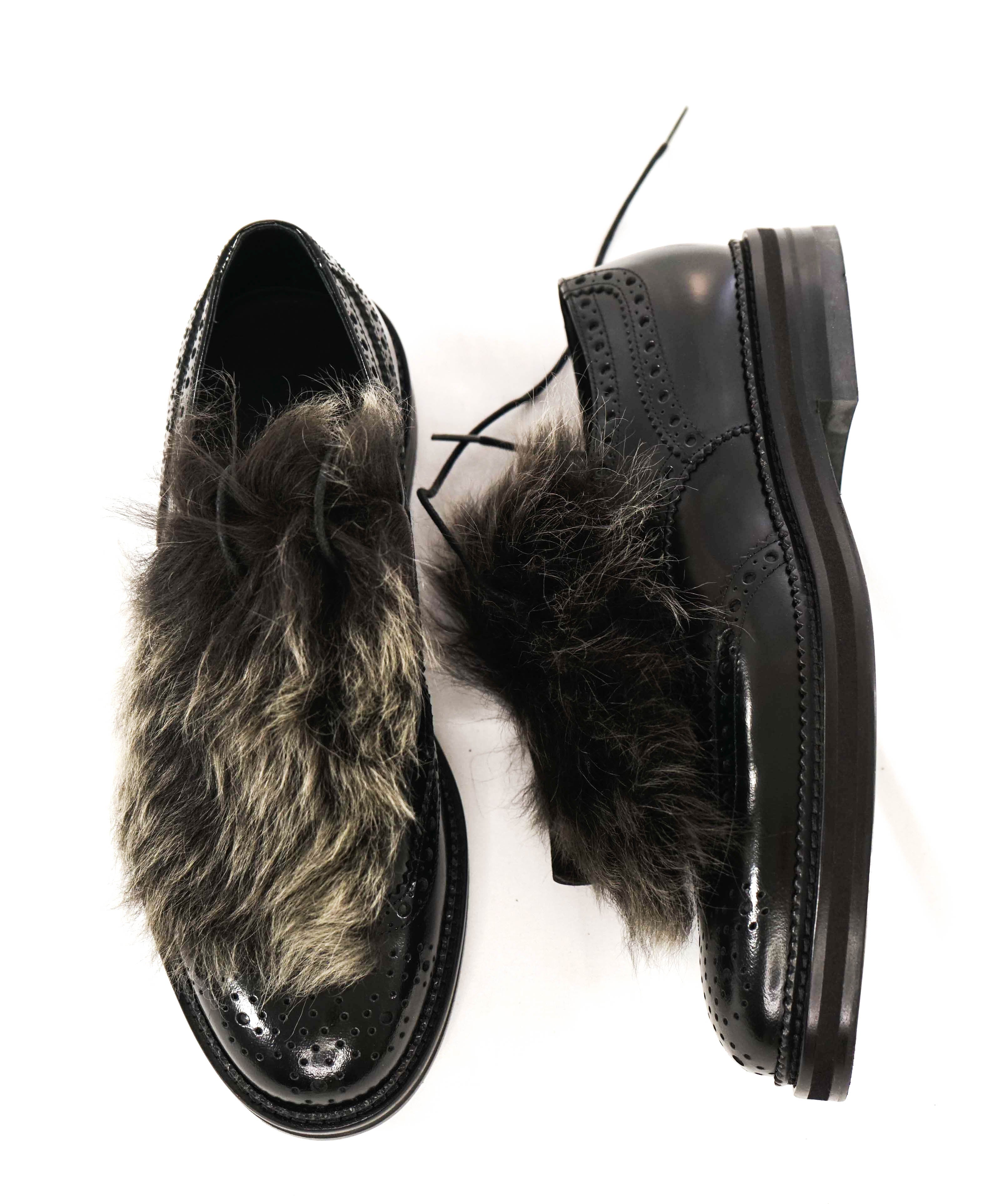 €560 EMPORIO ARMANI - DETACHABLE LAMB FUR Brogue Shoes Oxfords - 7 US (6UK)