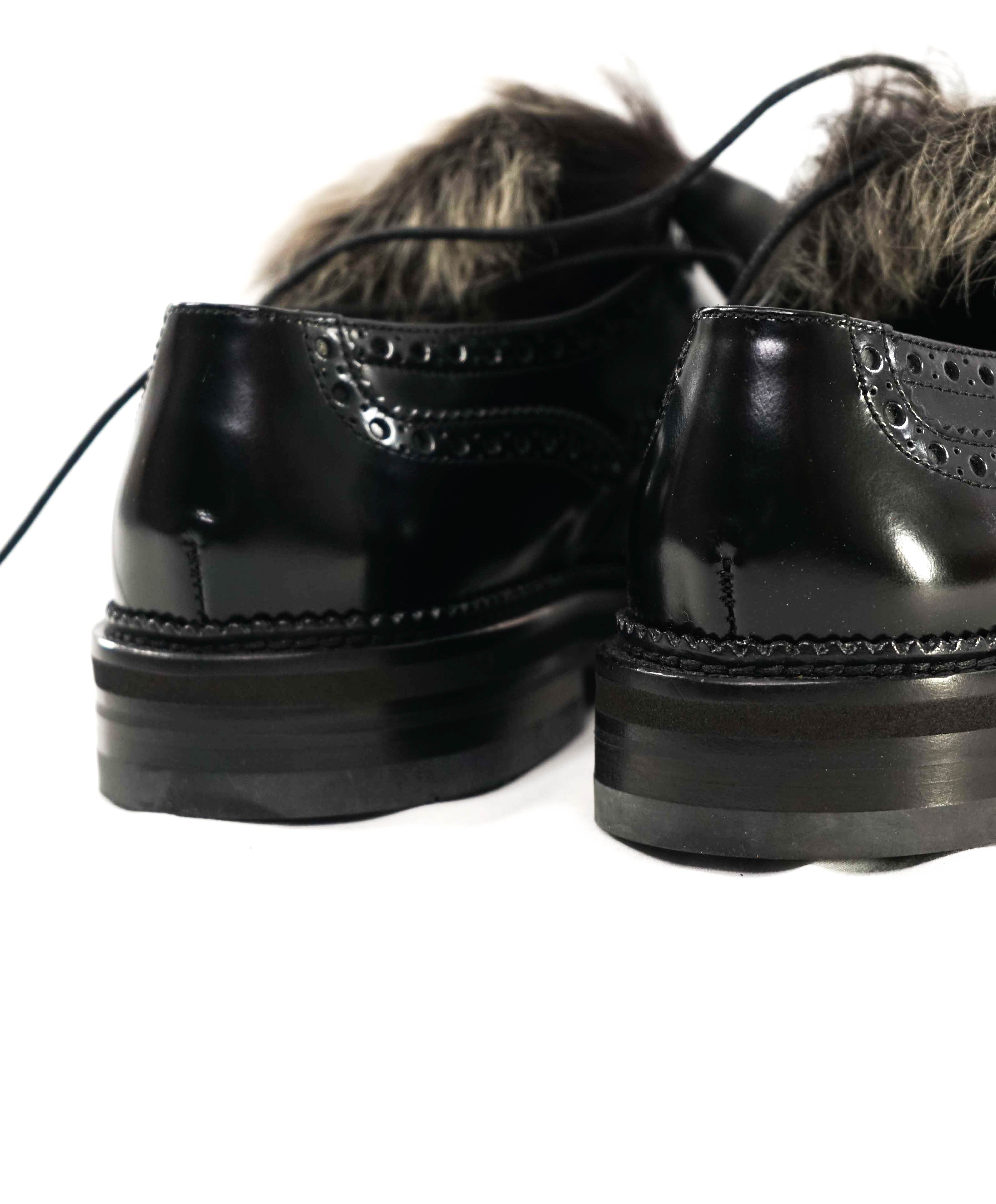 €560 EMPORIO ARMANI - DETACHABLE LAMB FUR Brogue Shoes Oxfords - 7 US (6UK)