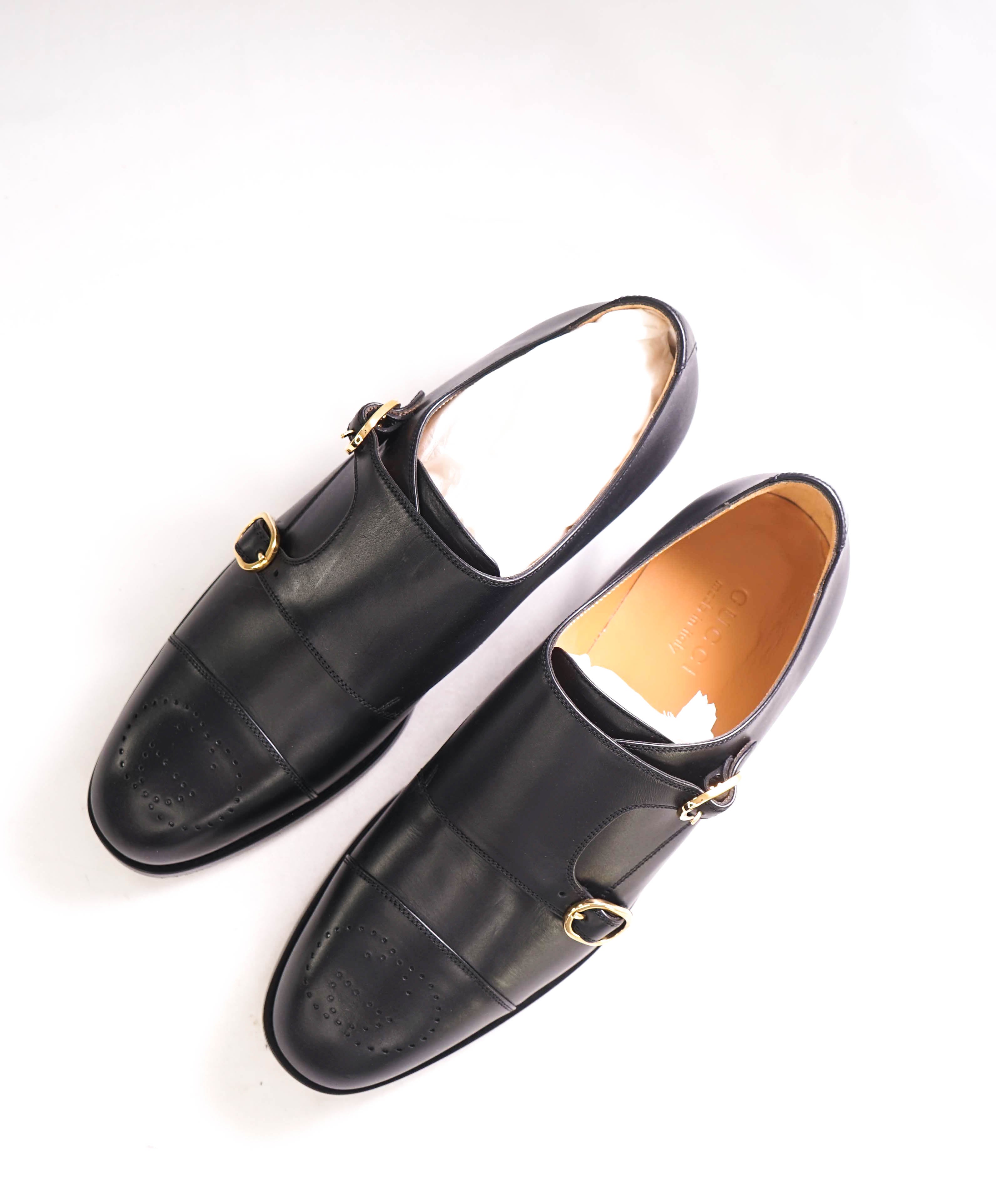 $1,190 GUCCI - GG Logo Brogue Cap Toe Monk Strap Loafers - 12 US (11.5G)