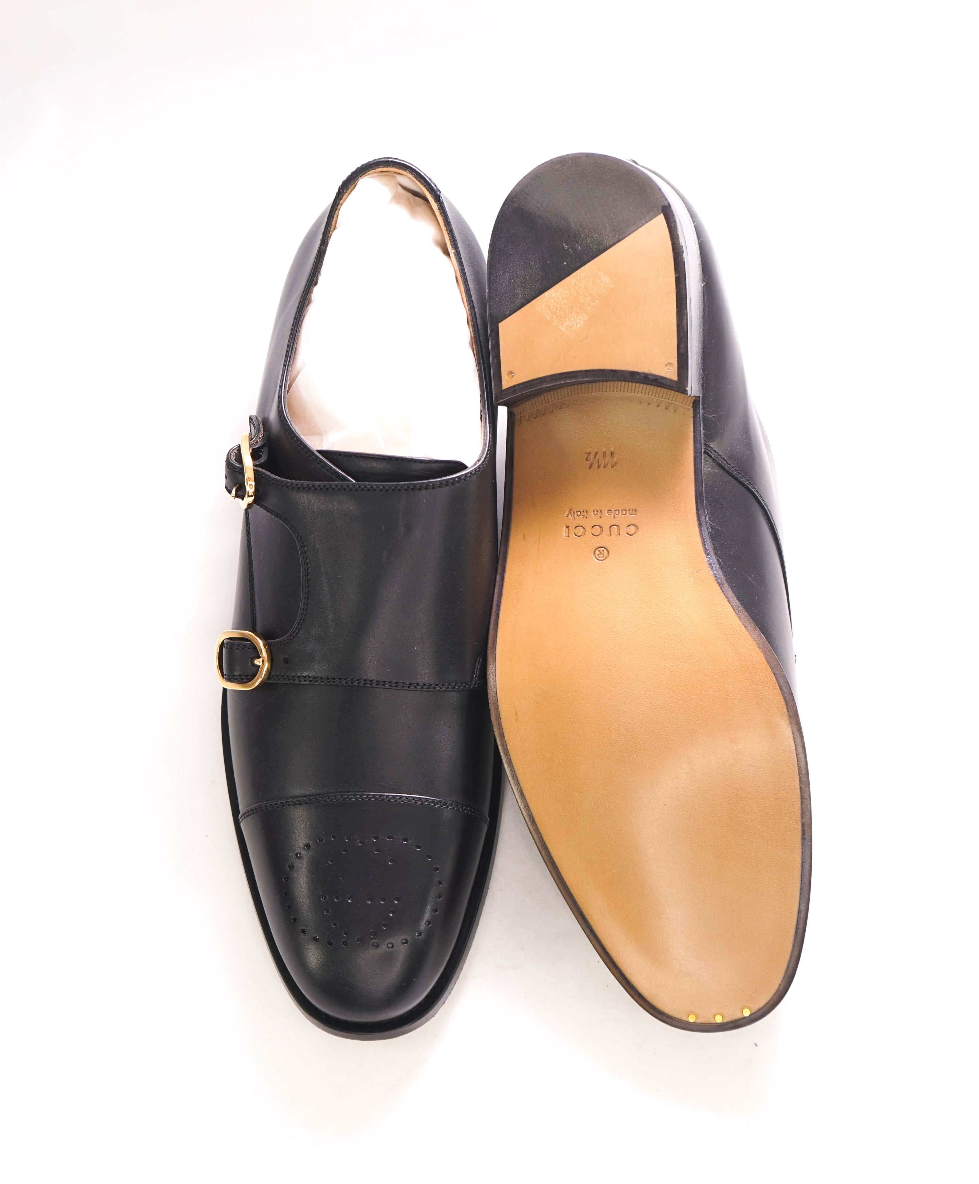 $1,190 GUCCI - GG Logo Brogue Cap Toe Monk Strap Loafers - 12 US (11.5G)