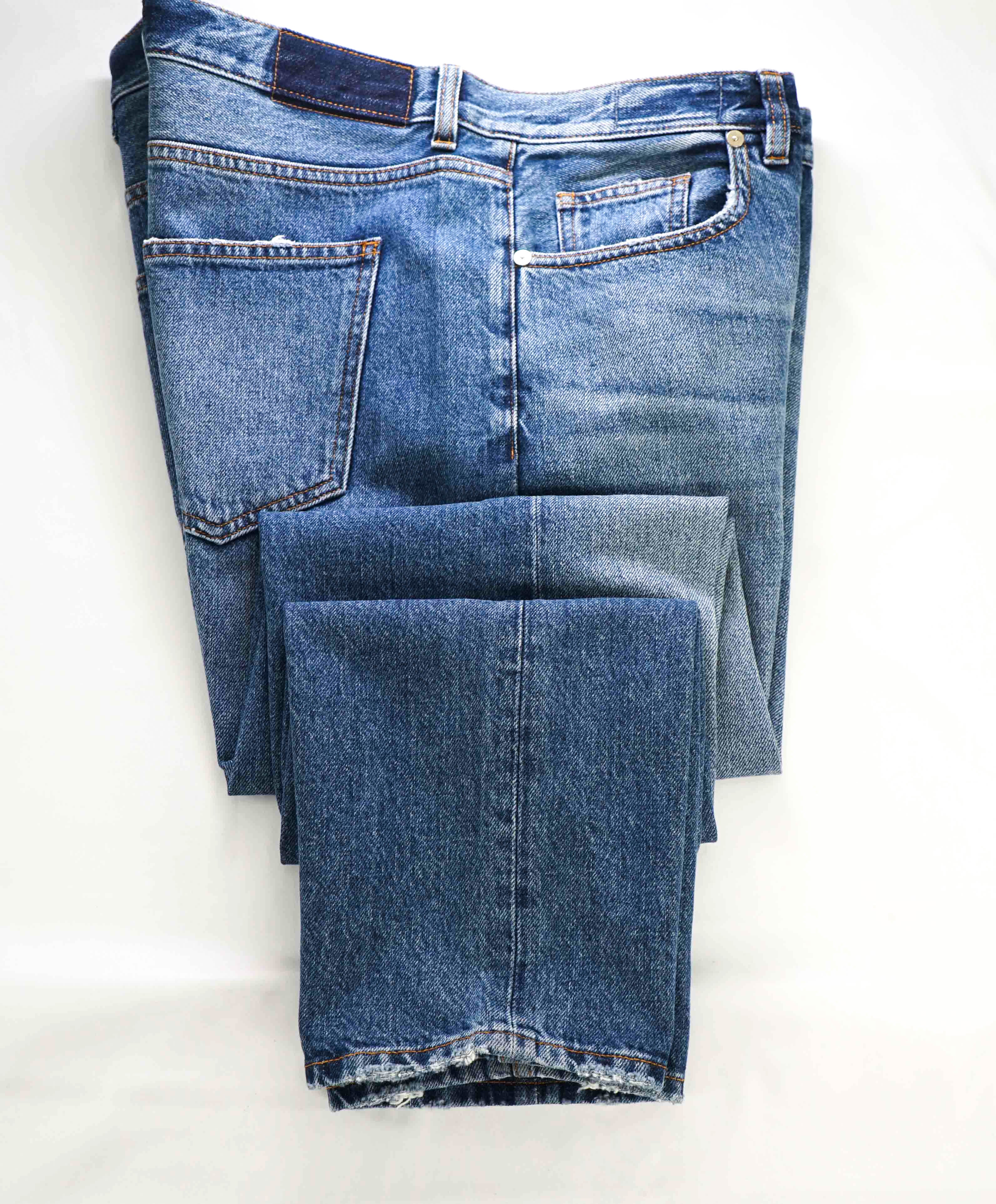 $795 ELEVENTY - Blue Cotton Washed Denim Casual Pants LOGO Jeans - 36W