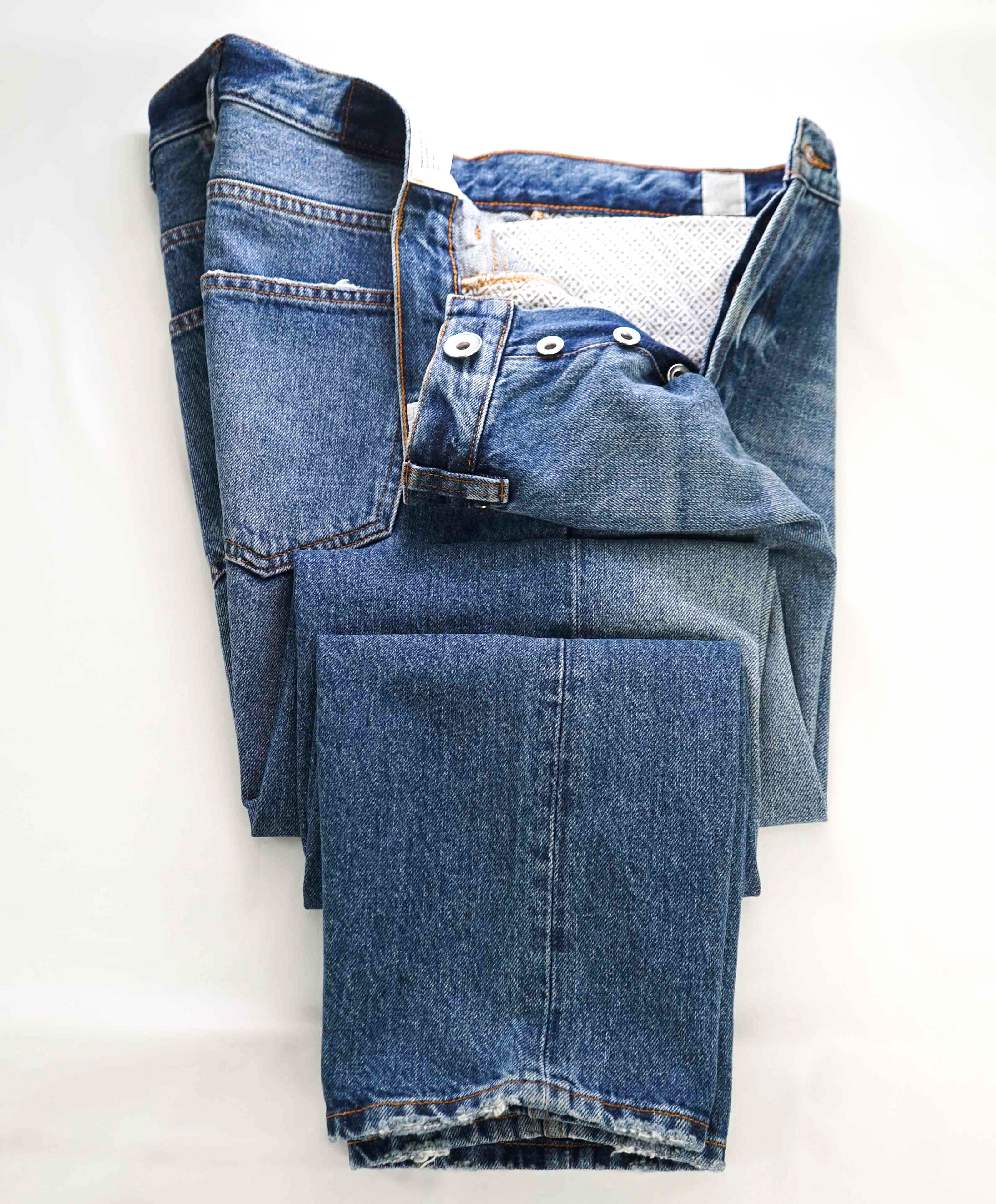 $795 ELEVENTY - Blue Cotton Washed Denim Casual Pants LOGO Jeans - 36W