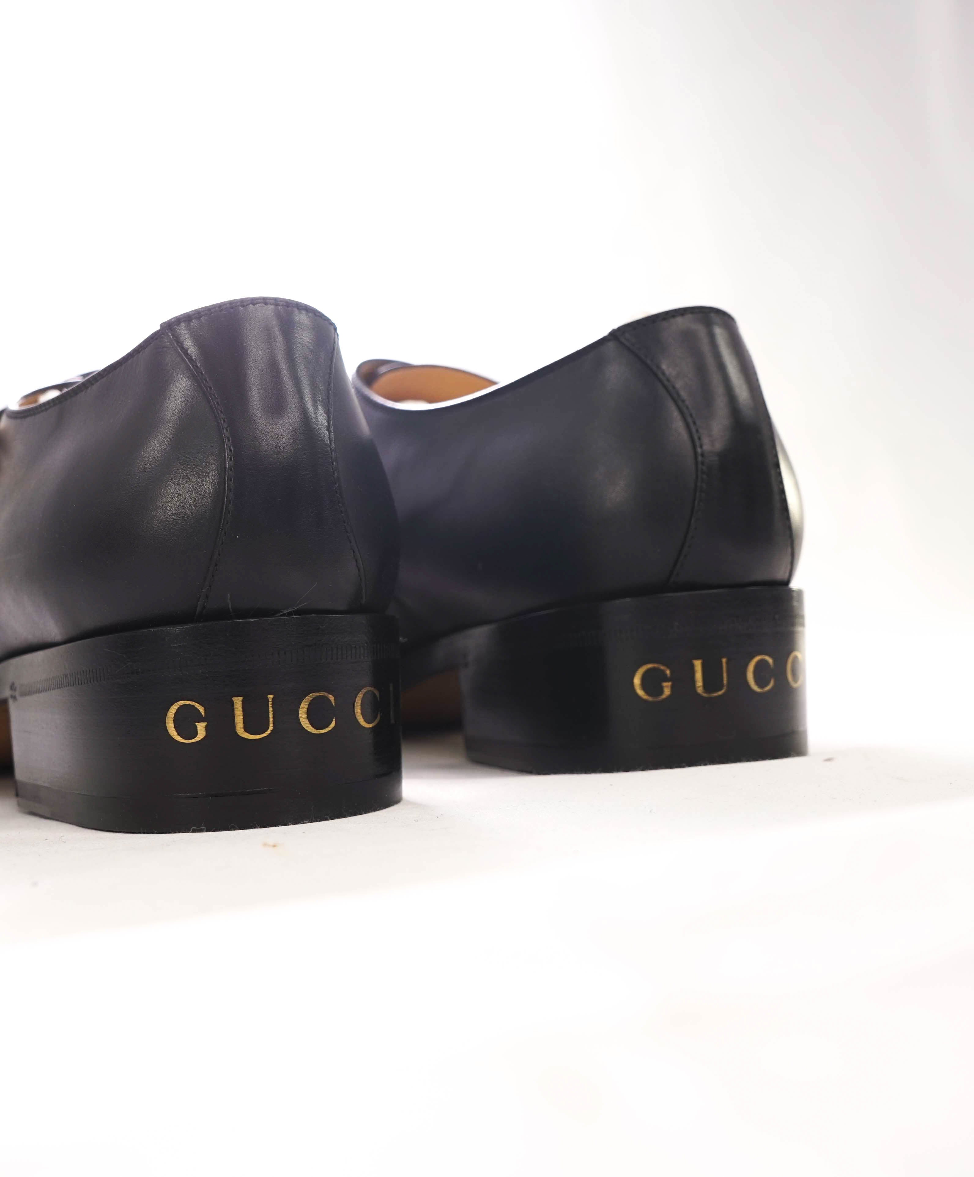 $1,190 GUCCI - GG Logo Brogue Cap Toe Monk Strap Loafers - 12 US (11.5G)