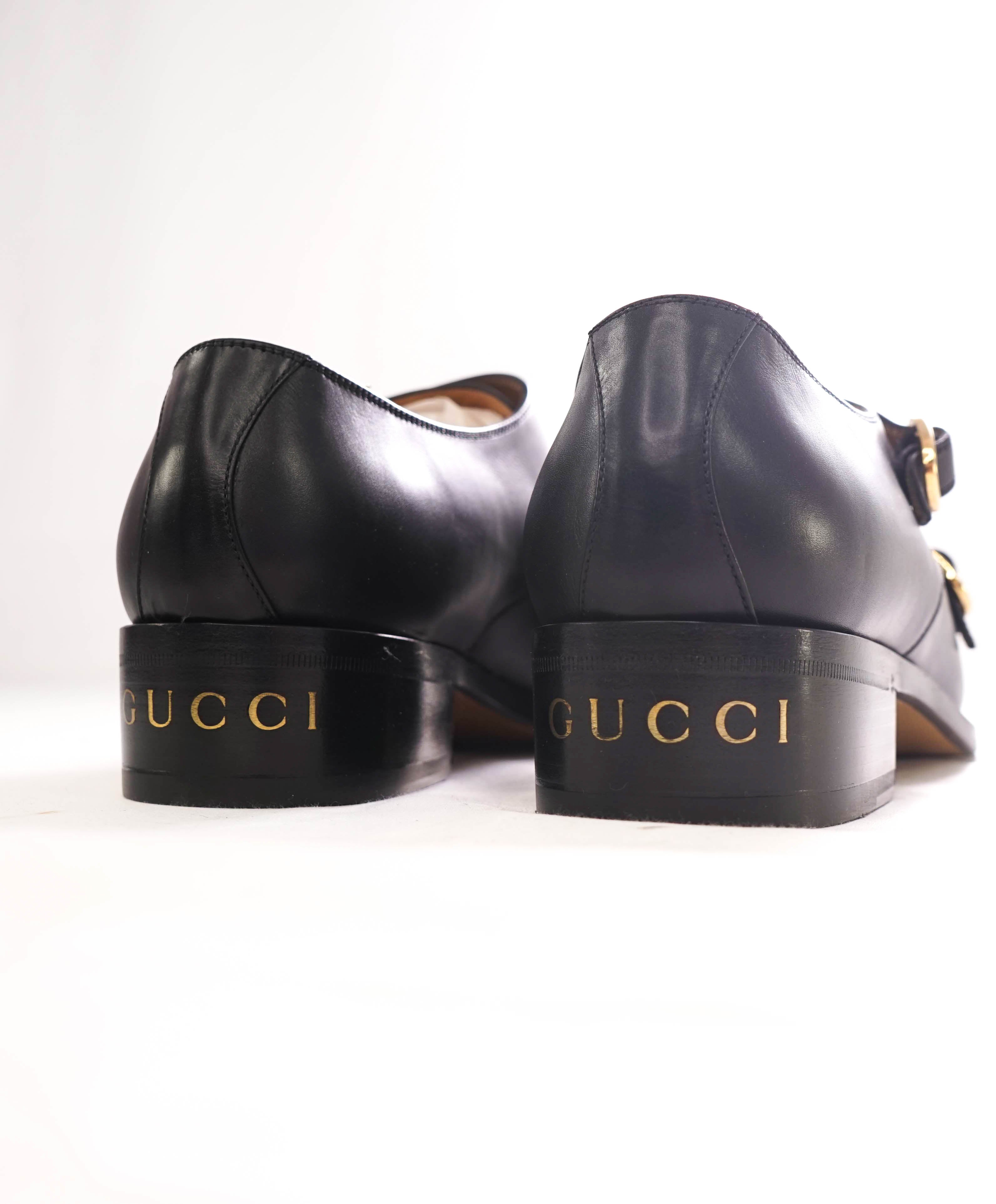 $1,190 GUCCI - GG Logo Brogue Cap Toe Monk Strap Loafers - 12 US (11.5G)