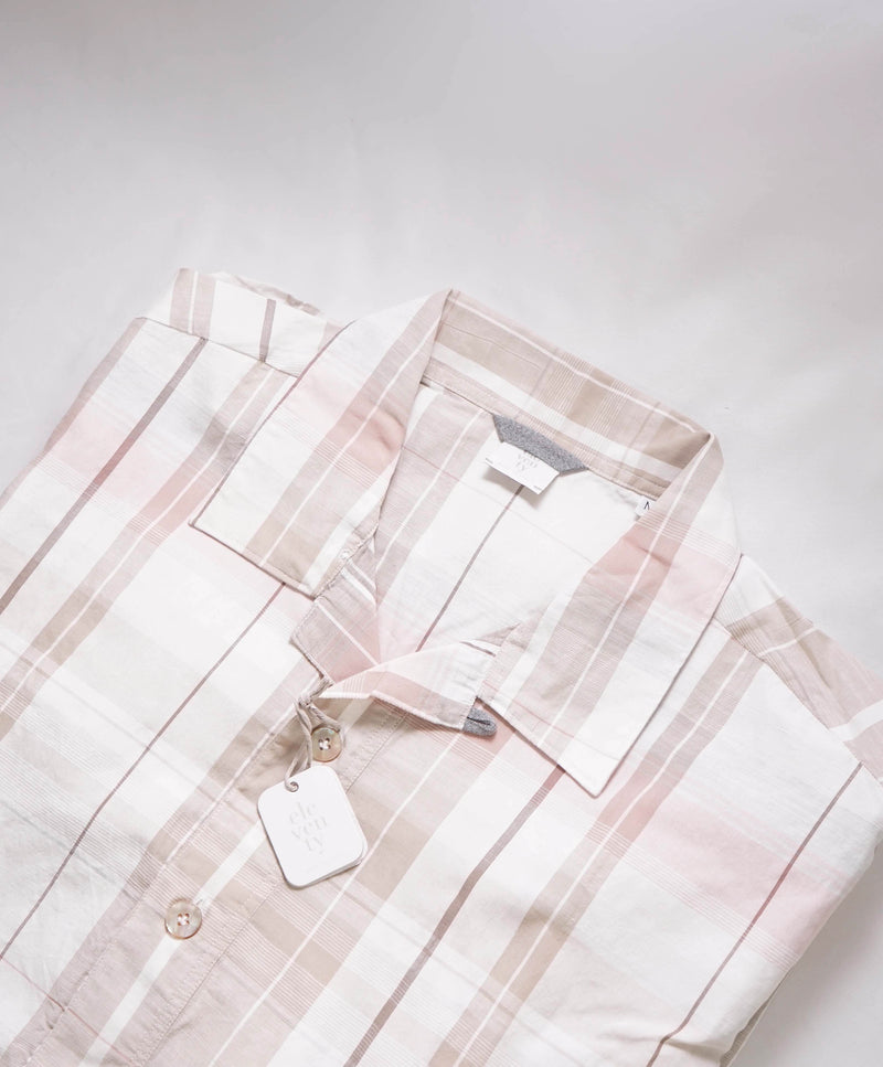 $495 ELEVENTY - *ALT STRIPE* Havana Collar LINEN/Cotton Shirt - M