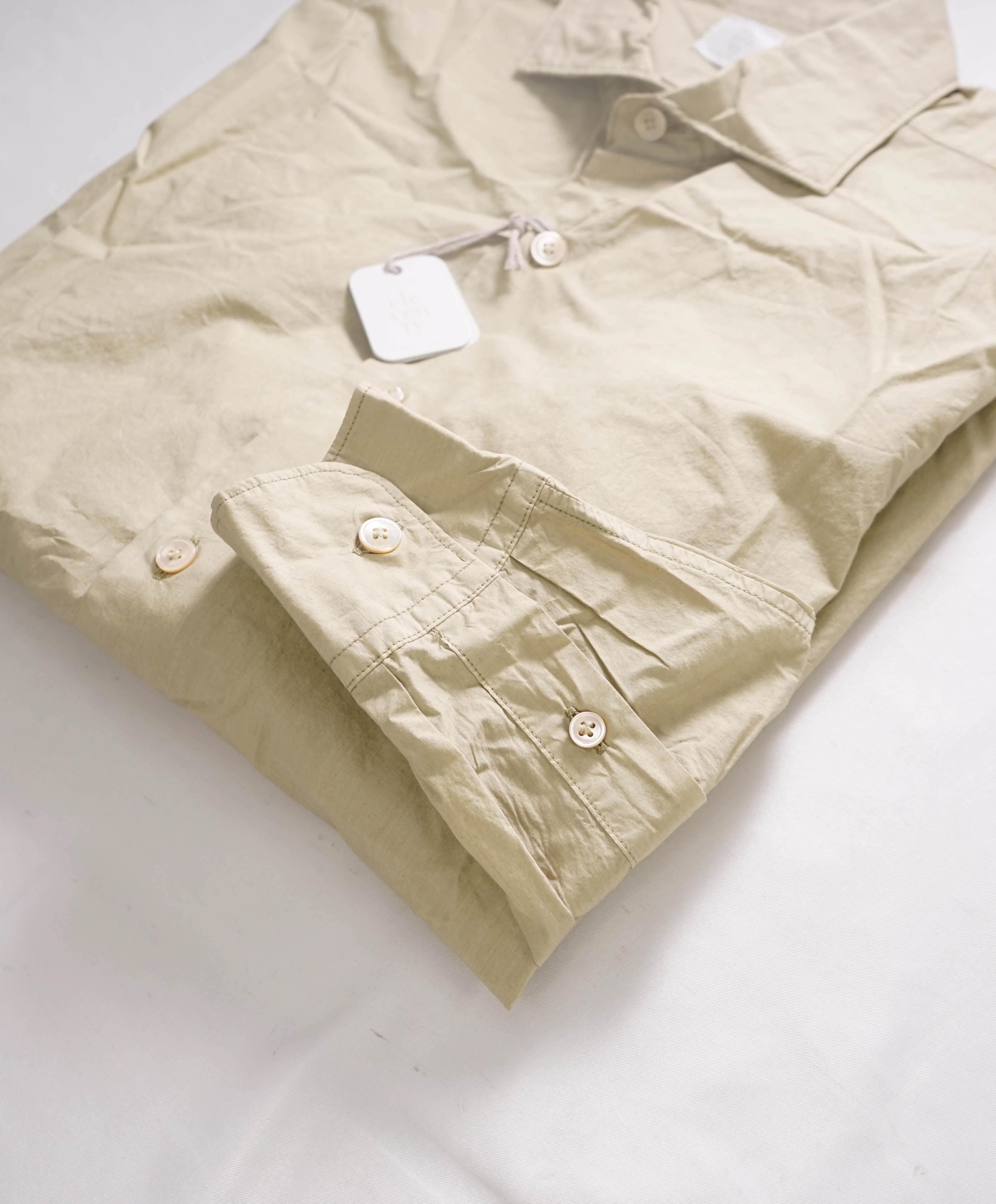 $395 ELEVENTY - *SPREAD COLLAR* Khaki Soft Dress Shirt - M