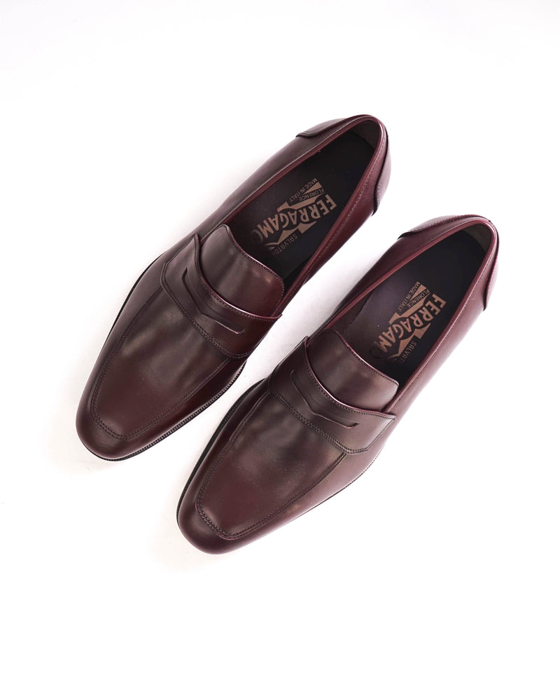 850 SALVATORE FERRAGAMO Lionel Burgundy Oxblood Penny Loafers 7 Luxe Hanger