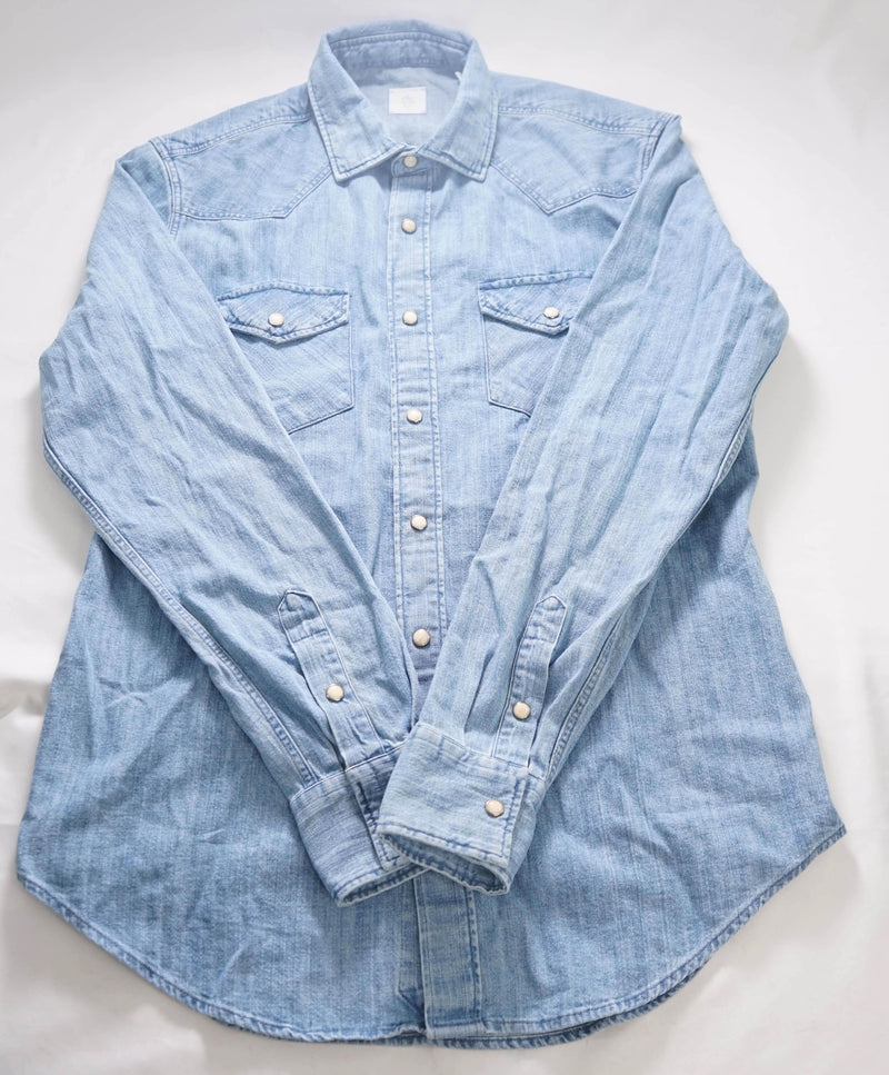 $445 ELEVENTY - *SNAP FRONT* Solid DENIM Shirt - M