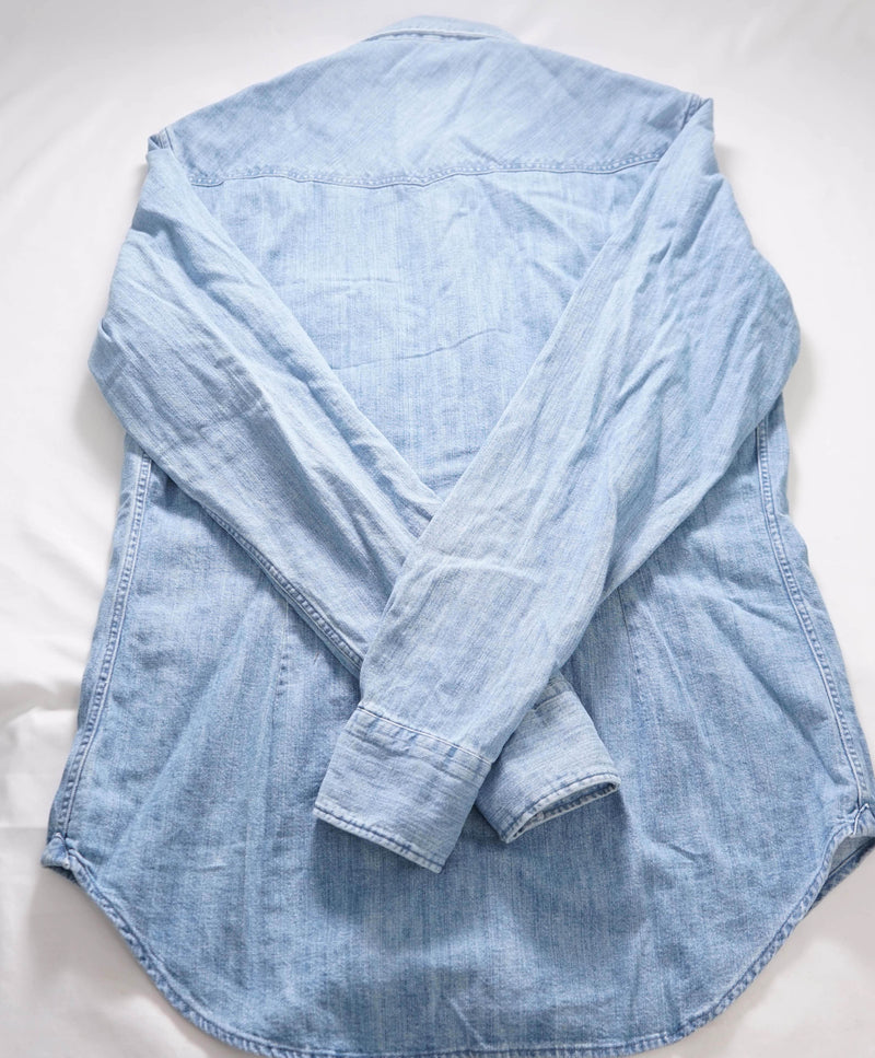 $445 ELEVENTY - *SNAP FRONT* Solid DENIM Shirt - M