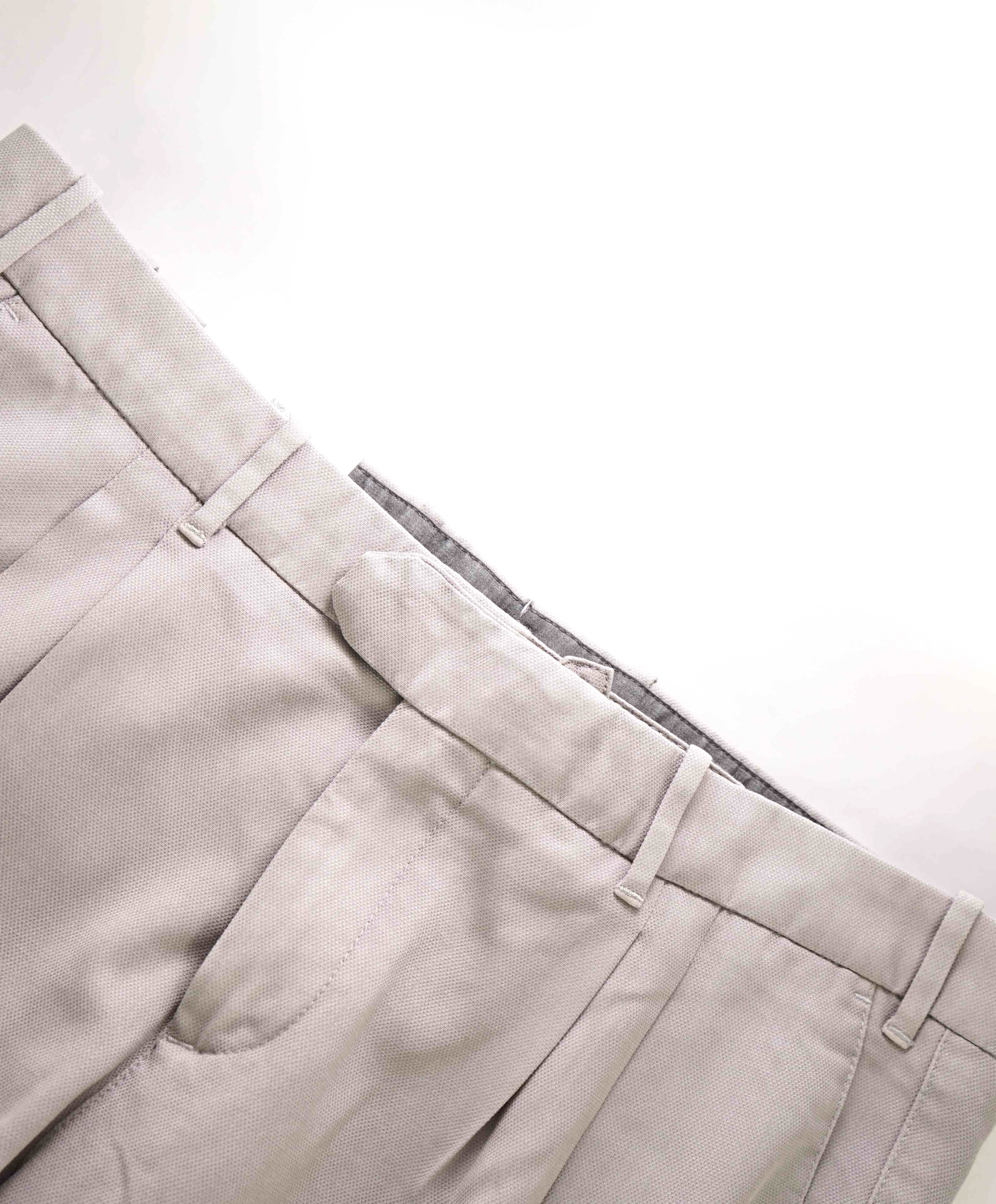 $495 ELEVENTY - PURE LINEN Gray Jacquard Micro Dart Slim Dress Pants- 36W