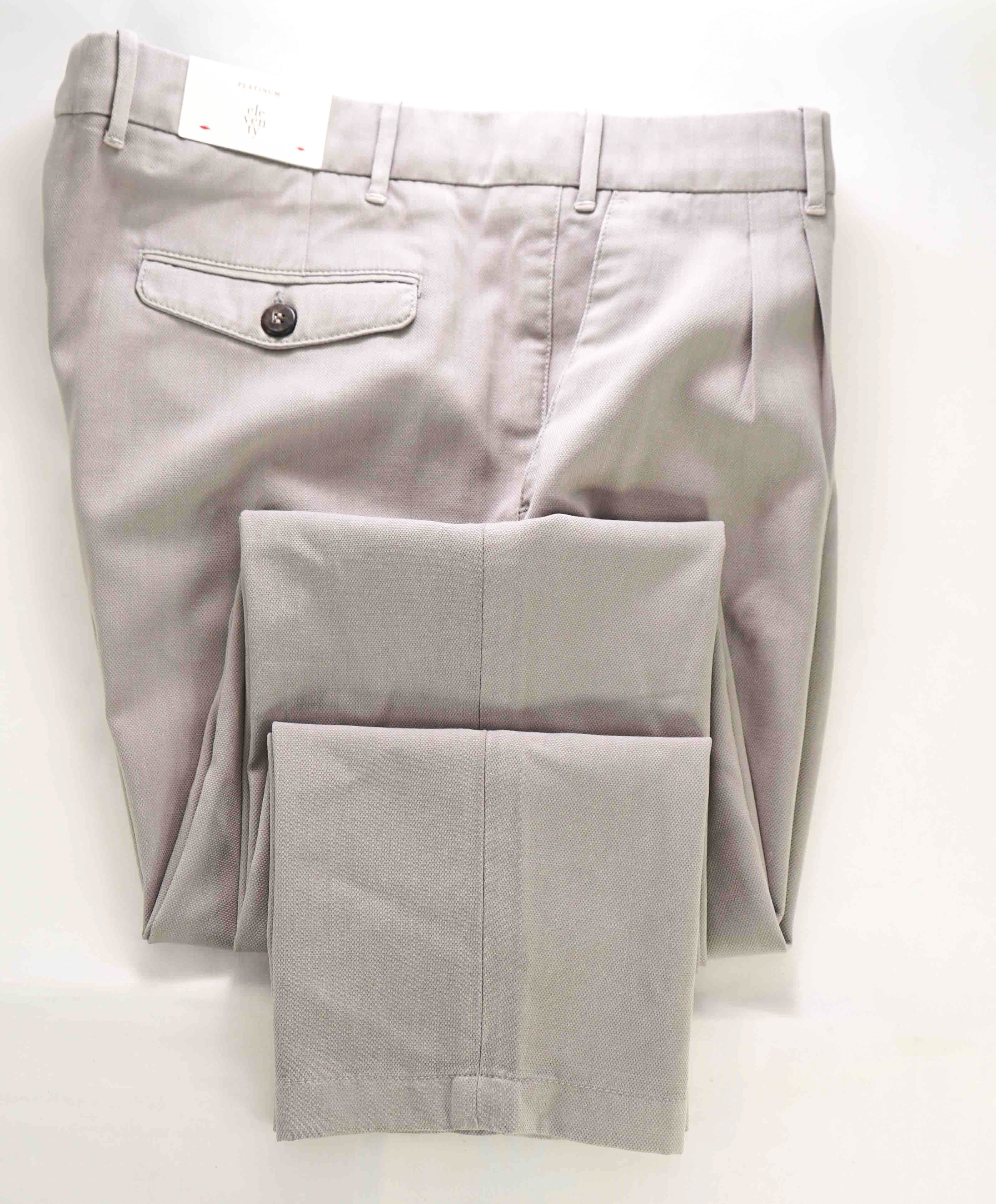 $495 ELEVENTY - PURE LINEN Gray Jacquard Micro Dart Slim Dress Pants- 36W